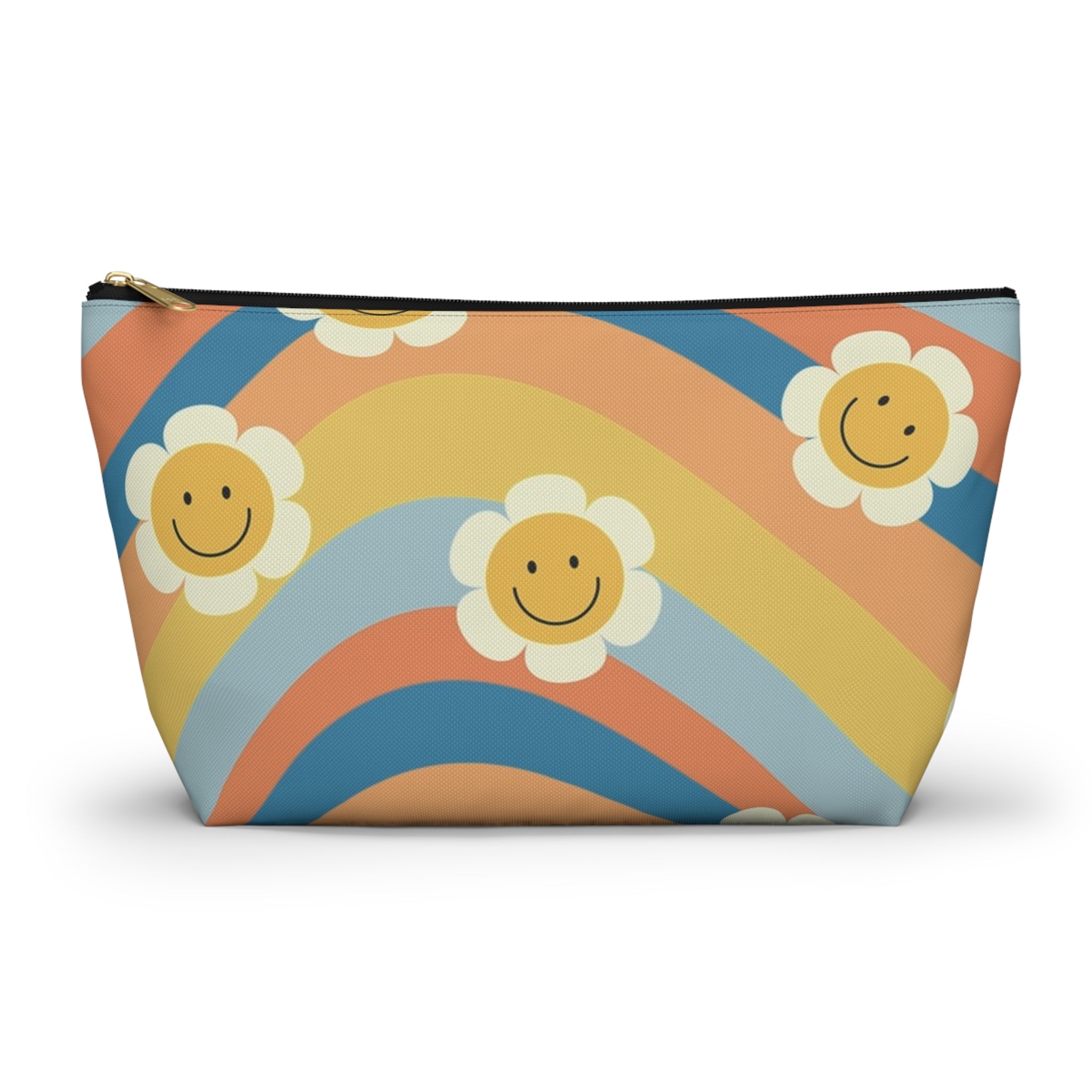 70s Smiley Wave Accessory Pouch w T-bottom, Artsulli - Art is Long, Life is Short, Bags, Size, Large, Color, Black zipper, , , 15584750958050