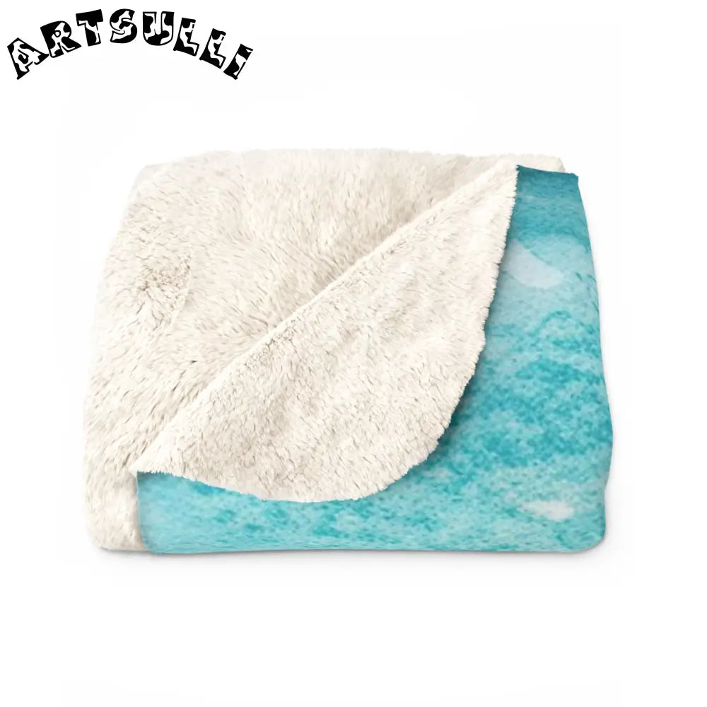 JAKKOUTTHEBXX Turquoise Waves Fleece Blanket JAKKOUTTHEBXX Artsulli