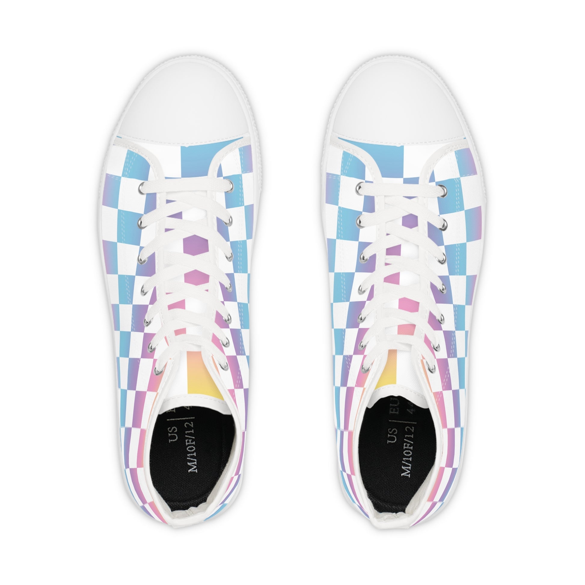 Vaporwave Check Men's High Top Sneakers, Artsulli - Art is Long, Life is Short, Shoes, , , , , , , 