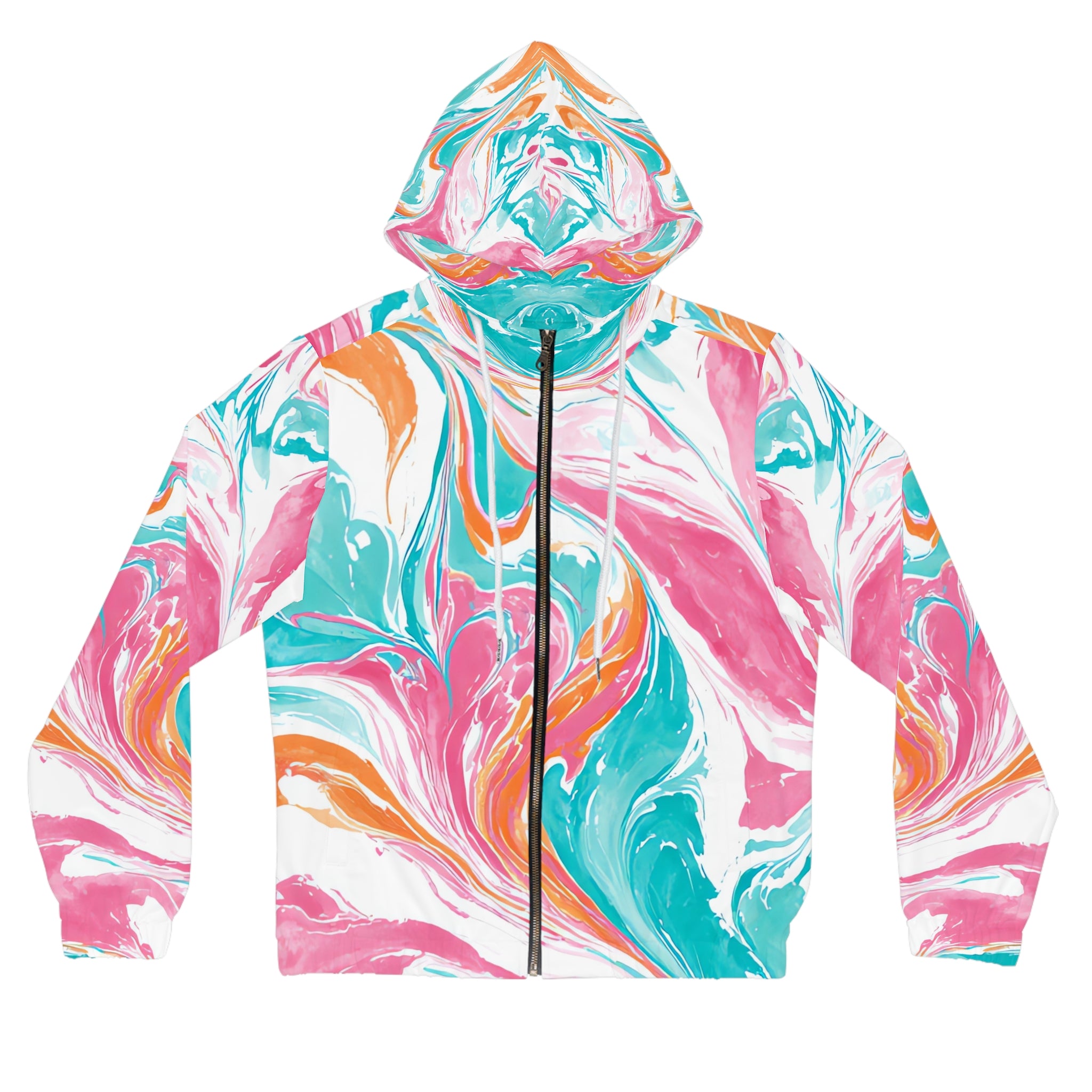 Liquid Pastel Spill Multi-Color Women’s Full-Zip Hoodie (AOP), Artsulli - Art is Long, Life is Short, All Over Prints, Size, XS, Color, White, , , 18080756703931145012