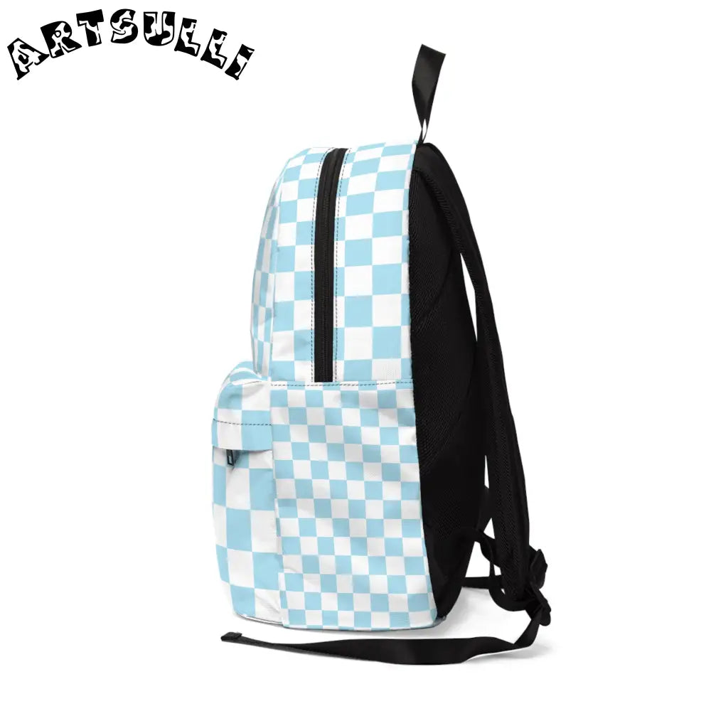 JAKKOUTTHEBXX Checkerboard Sky Blue Unisex Classic Backpack