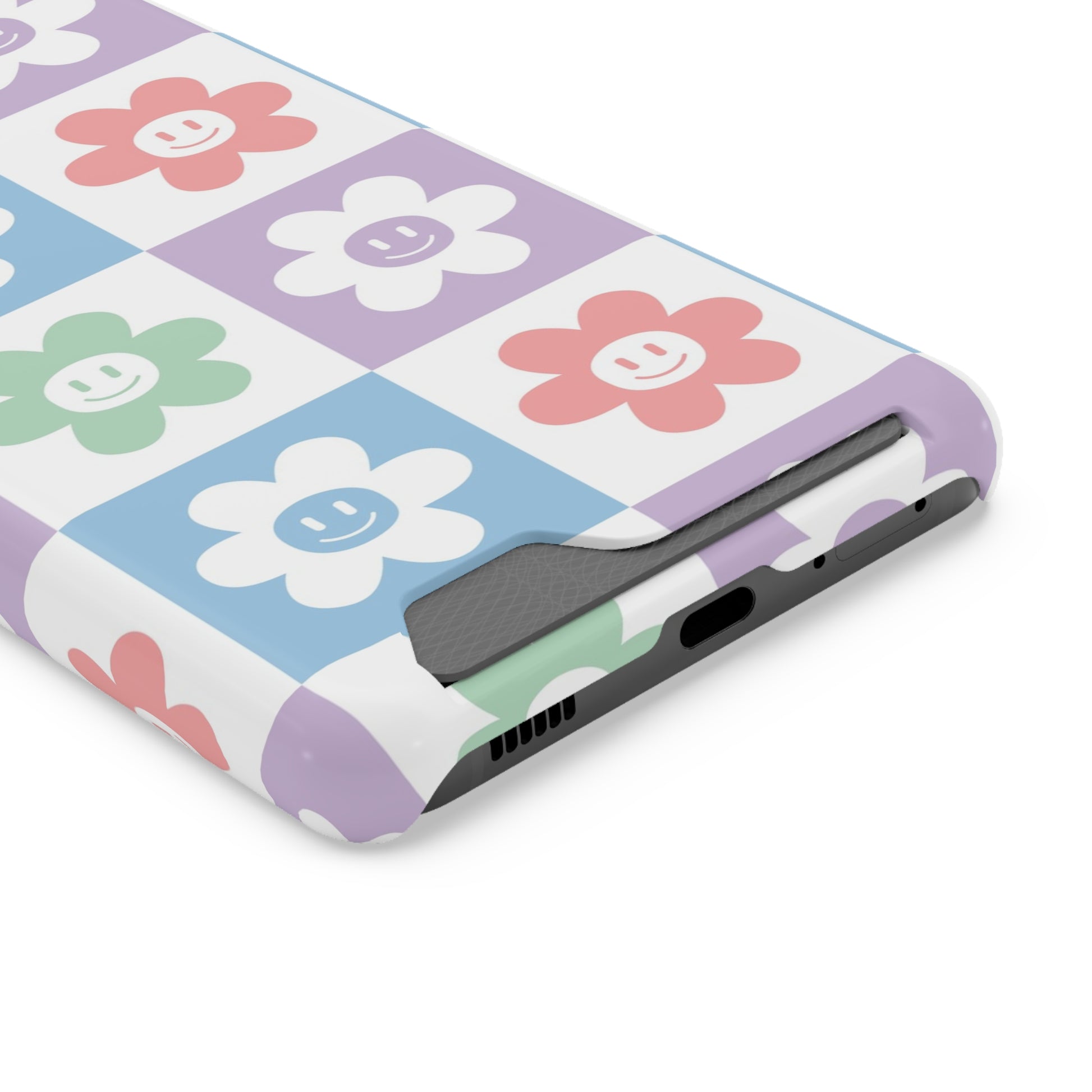 Chessboard x Smiley Face Flowers Multi-Color Phone Case With Card Holder, Artsulli - Art is Long, Life is Short, Phone Case, , , , , , , 
