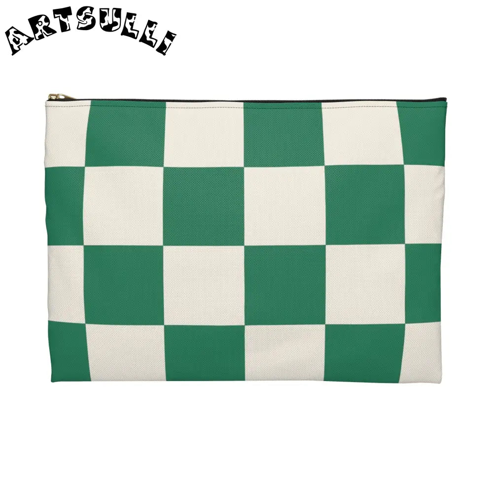 JAKKOUTTHEBXX Checkerboard Dark Green Accessory Pouch JAKKOUTTHEBXX