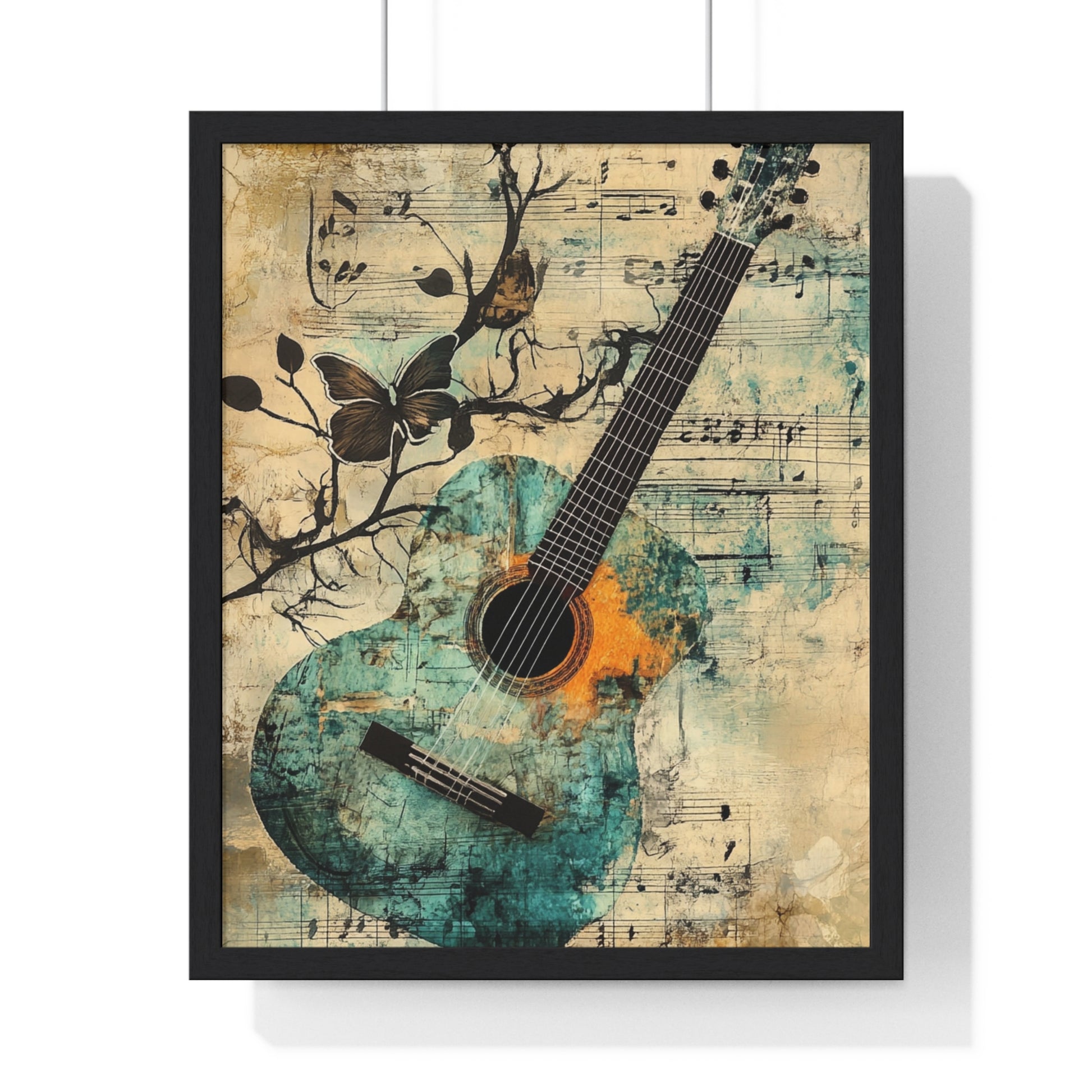 Guitar Type Beat Art Vertical Framed Poster, Artsulli - Art is Long, Life is Short, Poster, Size, 16" x 20", Color, Black, , , 31417085071123025233