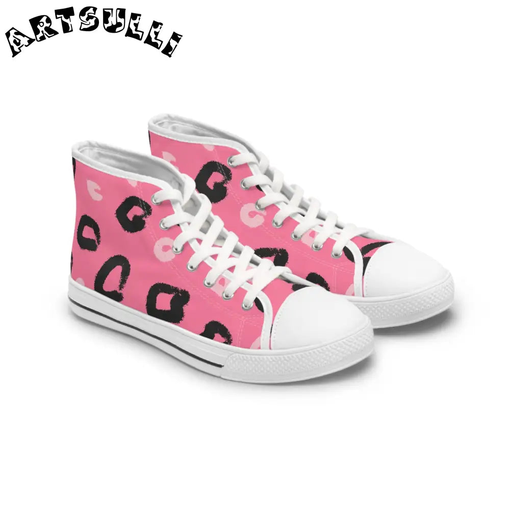 JAKKOUTTHEBXX Pink Leopard Canvas Womens High Top Sneakers 2025