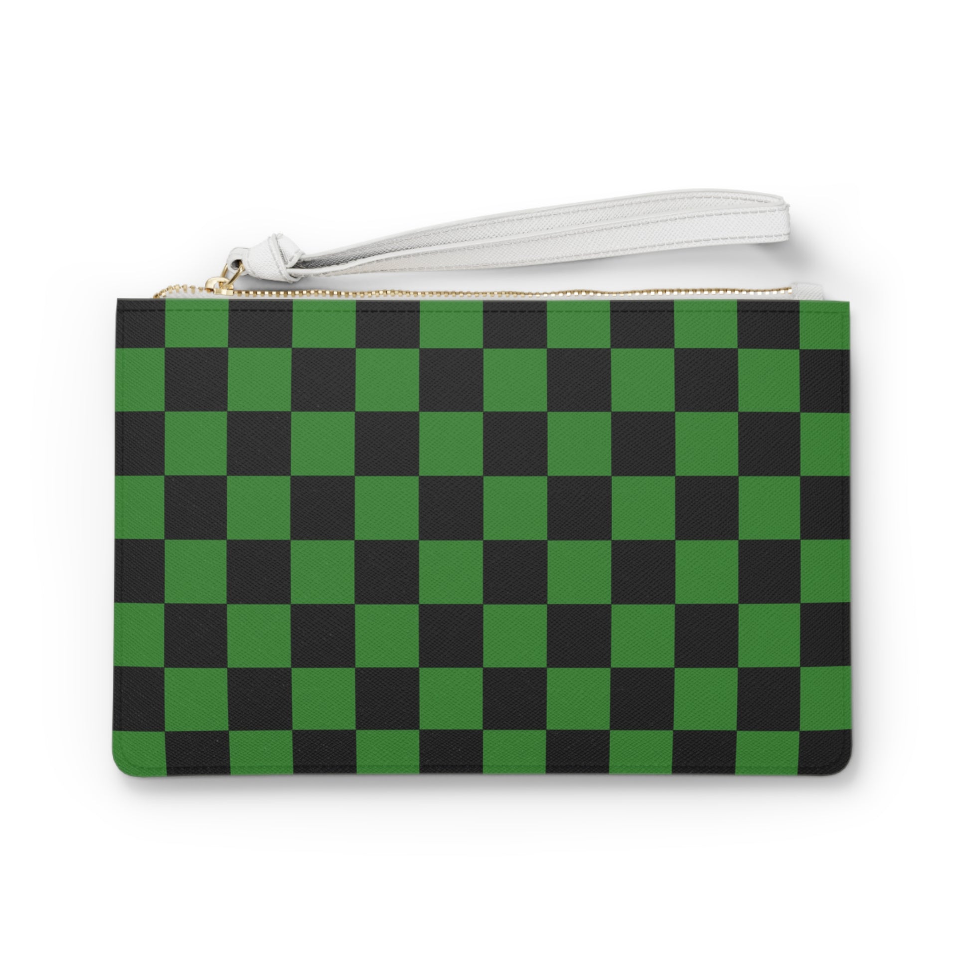 Checkerboard Green and Black Clutch Bag, Artsulli - Art is Long, Life is Short, Bags, Size, One size, , , , , 32237655125988335159