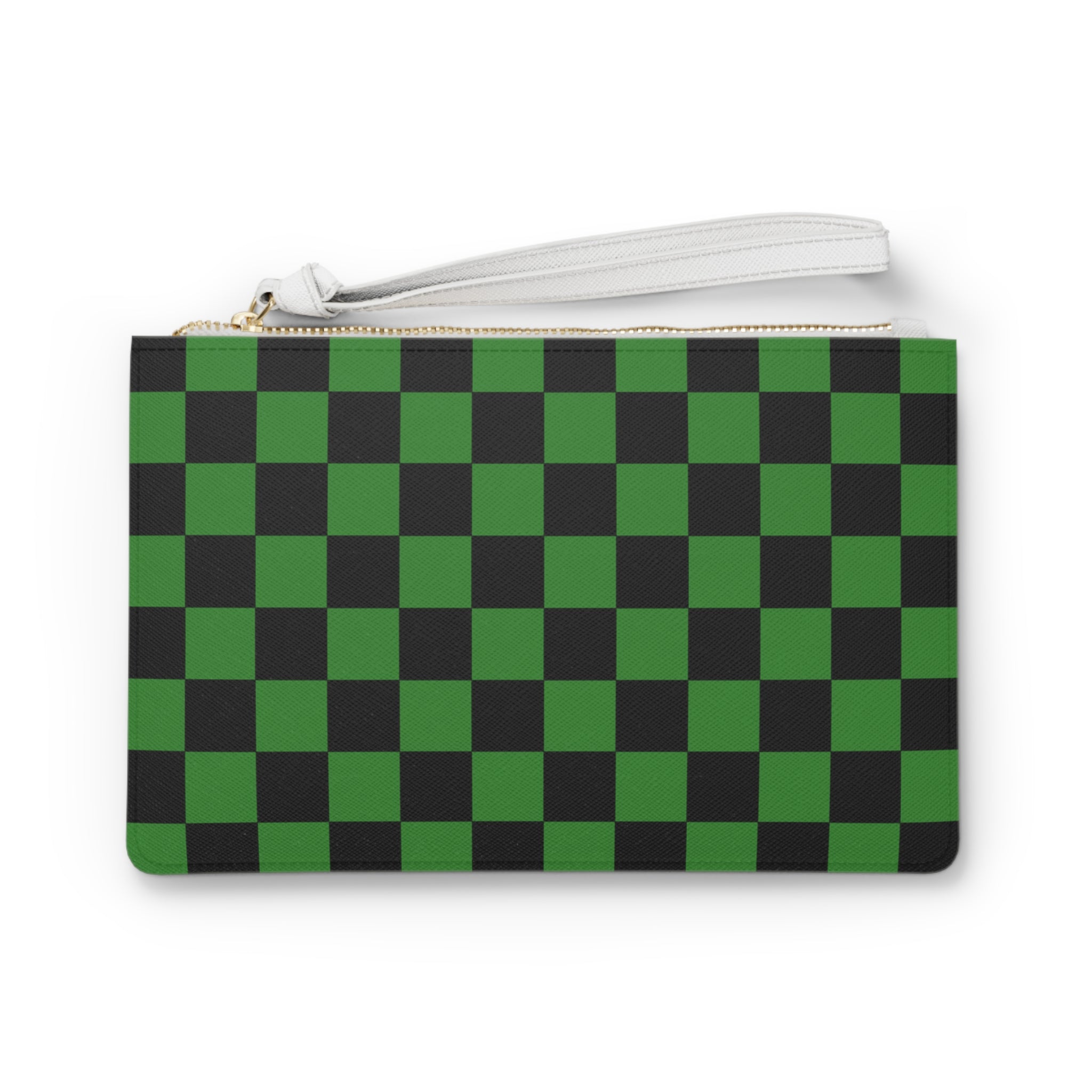 Checkerboard Green and Black Clutch Bag, Artsulli - Art is Long, Life is Short, Bags, Size, One size, , , , , 32237655125988335159