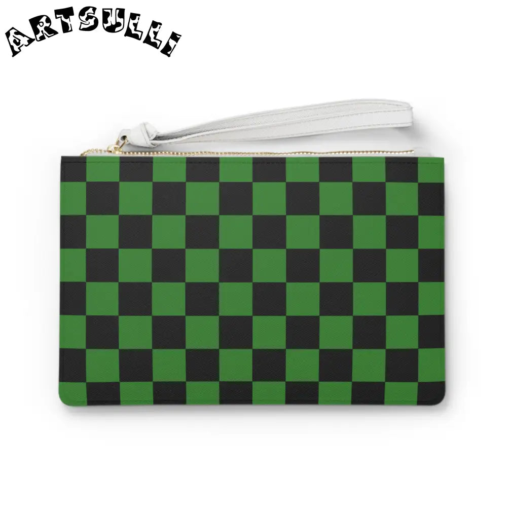 JAKKOUTTHEBXX Checkerboard Green and Black Clutch Bag JAKKOUTTHEBXX