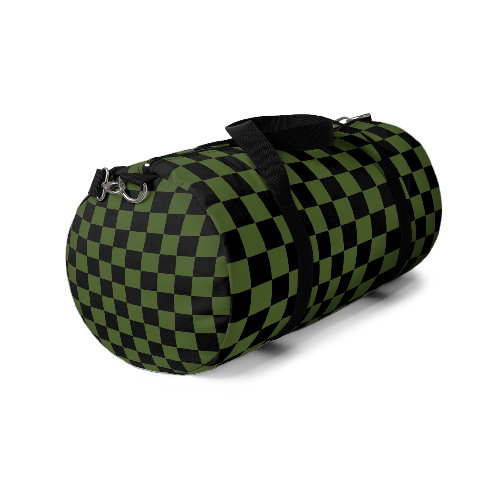 Checkerboard Olive Green and Black Duffel Bag, Artsulli - Art is Long, Life is Short, Bags, , , , , , , 