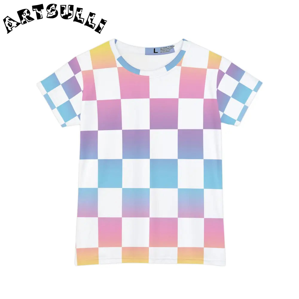 JAKKOUTTHEBXX Vaporwave Check II Women’s Short Sleeve Shirt (AOP)