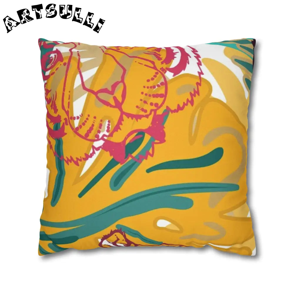 JAKKOUTTHEBXX Tropical Jungle Tigers Brown and Green Spun Polyester
