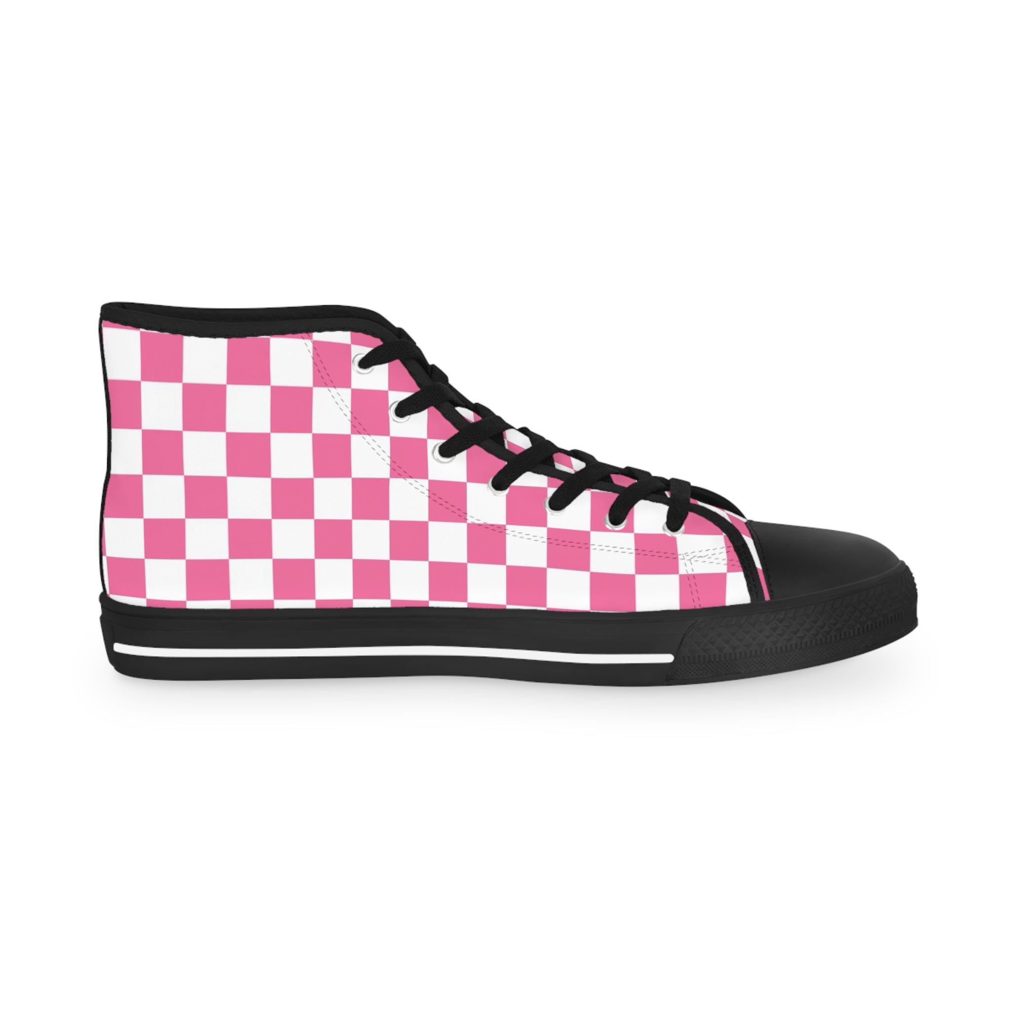 Yuyushiki Pink Check Men's High Top Sneakers