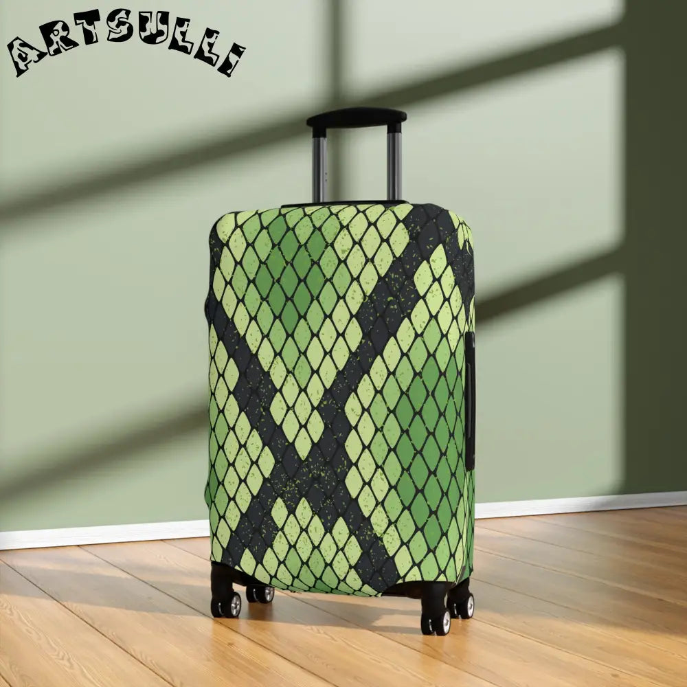 JAKKOUTTHEBXX Snake Skin Green and Black Luggage Cover JAKKOUTTHEBXX