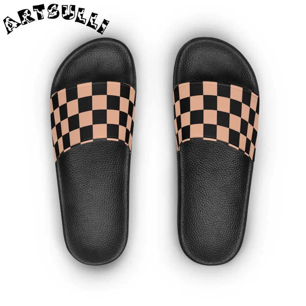 JAKKOUTTHEBXX Checkerboard Soft Orange and Black Women’s Slide