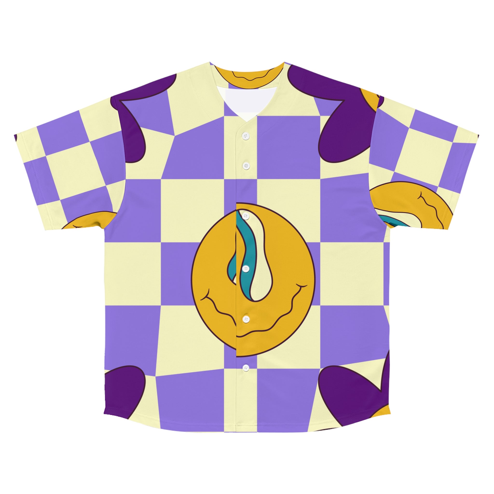 Trippy Flower Power Motifs Men's Baseball Jersey (AOP), Artsulli - Art is Long, Life is Short, All Over Prints, Size, S, Color, Seam thread color automatically matched to design, , , 13680965444108