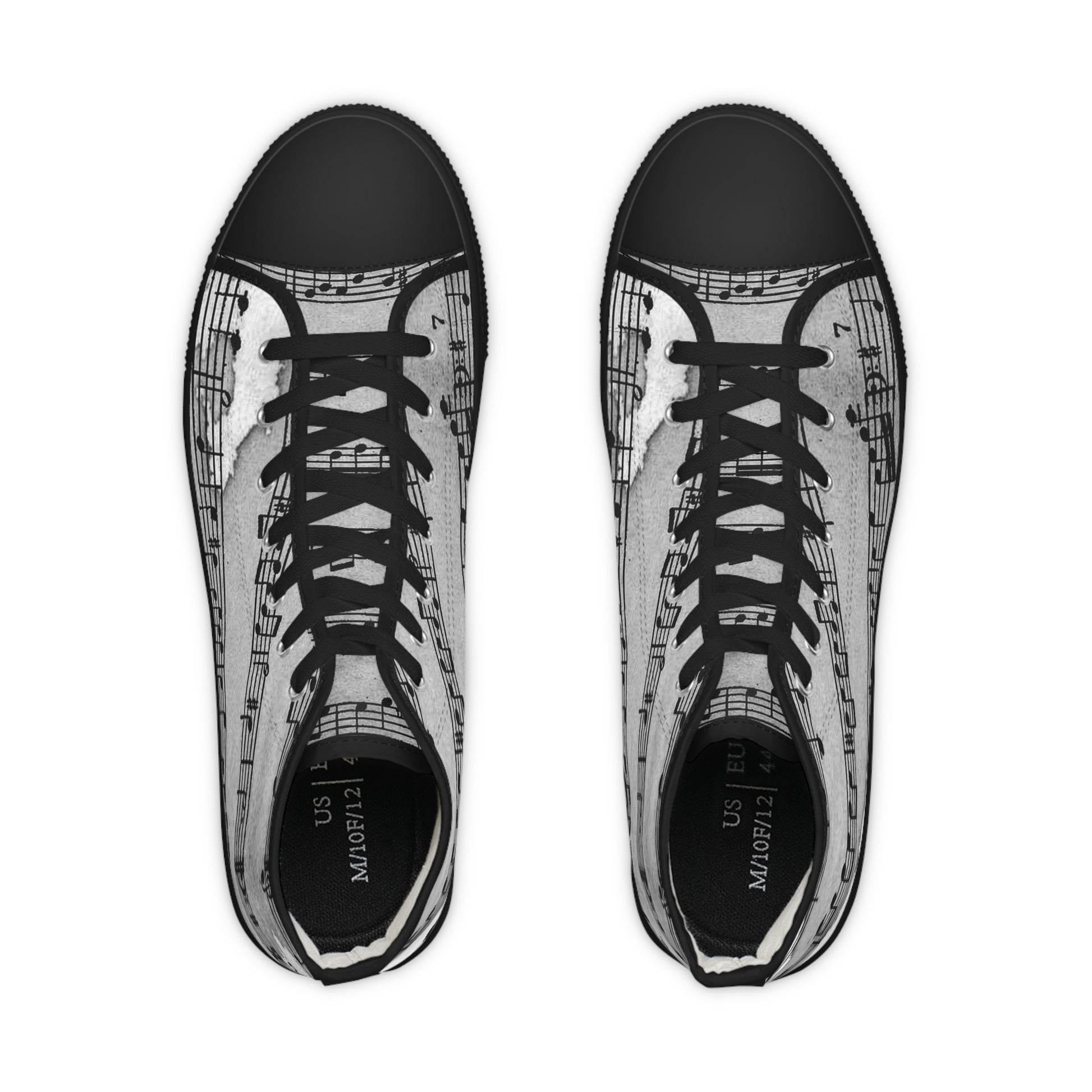 Drip Spill Type Beat Sheet Music Black Men's High Top Sneakers, Artsulli - Art is Long, Life is Short, Shoes, , , , , , , 