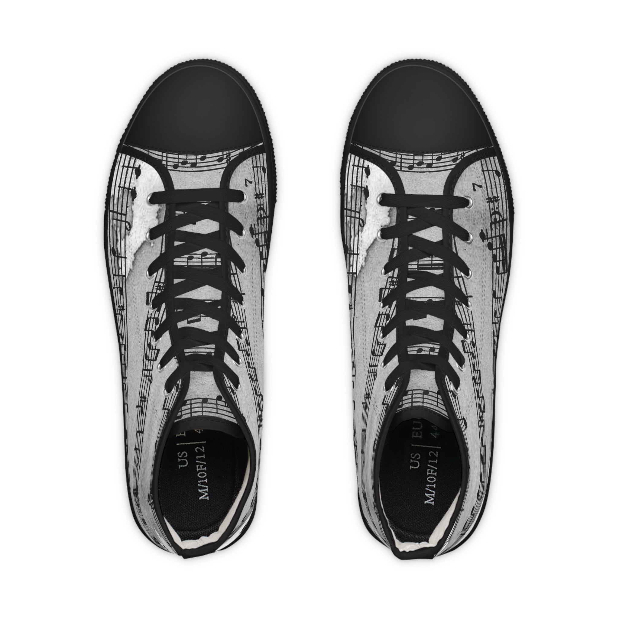 Drip Spill Type Beat Sheet Music Black Men's High Top Sneakers, Artsulli - Art is Long, Life is Short, Shoes, , , , , , , 