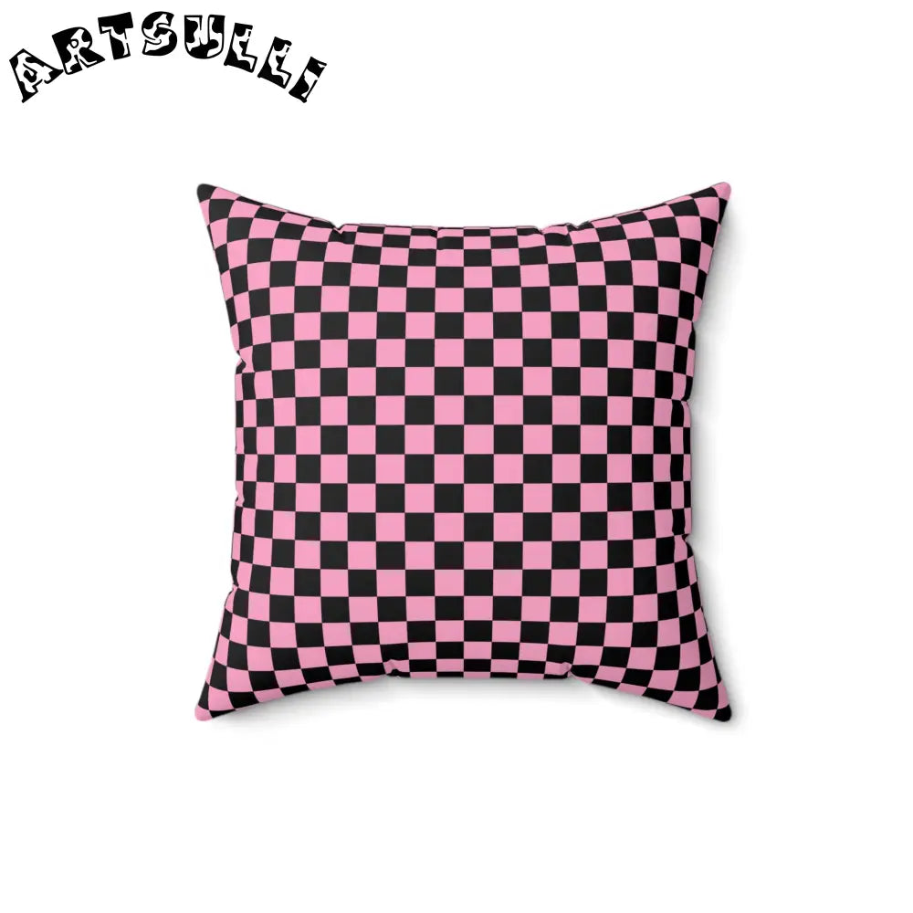JAKKOUTTHEBXX Checkerboard II Black and Pink Spun Polyester Square