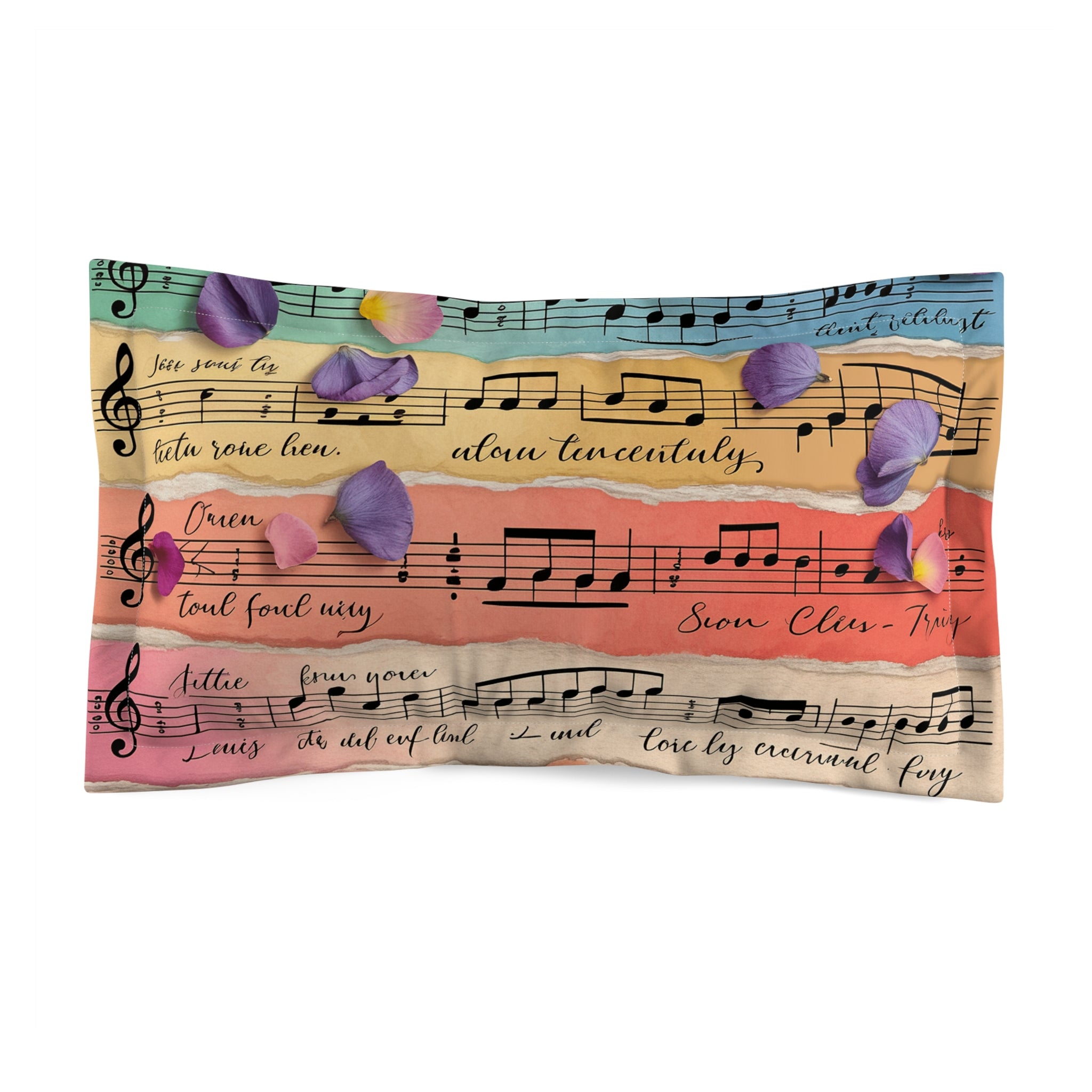 Torn Type Beat Sheet Music Multi-Color Microfiber Pillow Sham, Artsulli - Art is Long, Life is Short, Home Decor, Size, King, , , , , 29921658970423046382