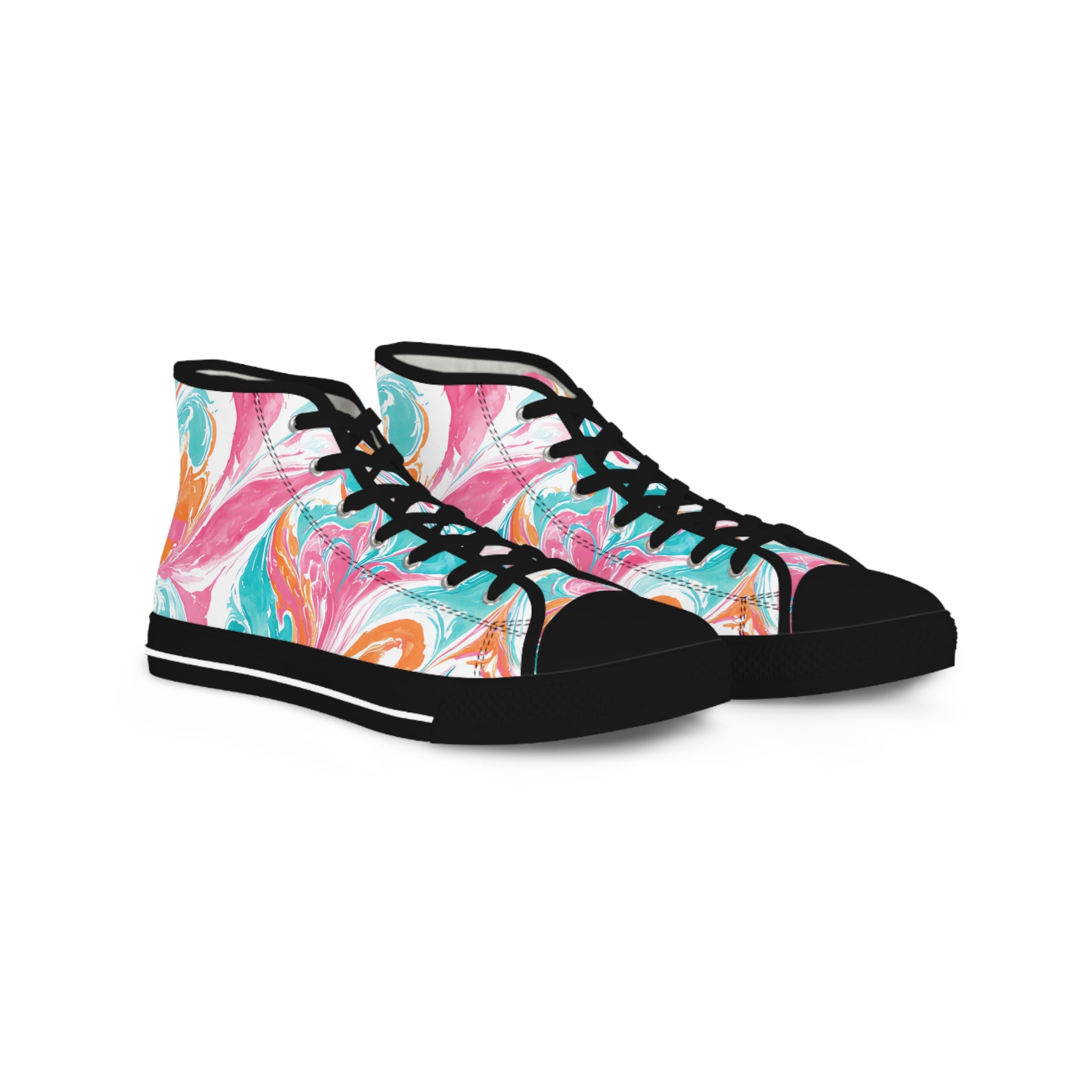 Liquid Pastel Spill III Multi-Color Men's High Top Sneakers, Artsulli - Art is Long, Life is Short, Shoes, Size, US 5, Color, Black sole, , , 16652455085646956874
