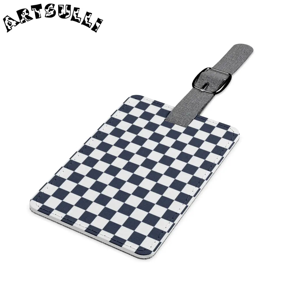 JAKKOUTTHEBXX Checkerboard White and Navy Blue Saffiano Polyester