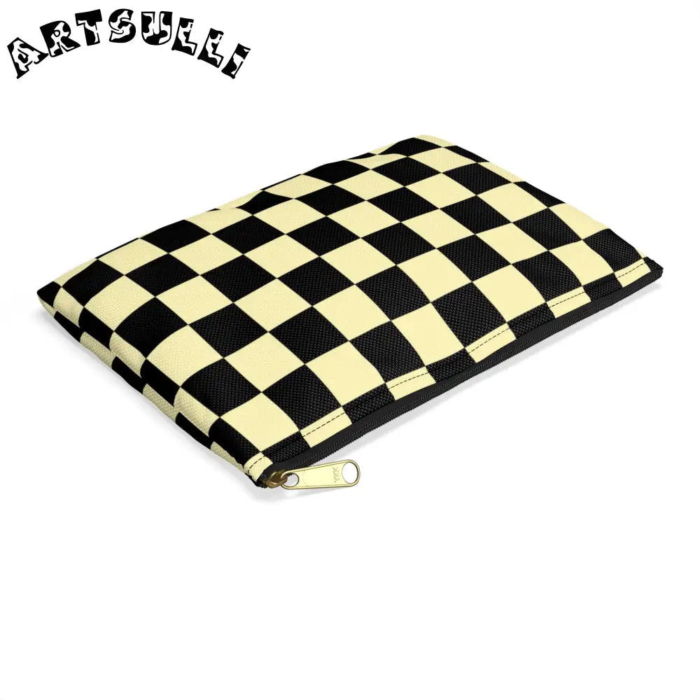 JAKKOUTTHEBXX Checkerboard Black and Yellow Accessory Pouch