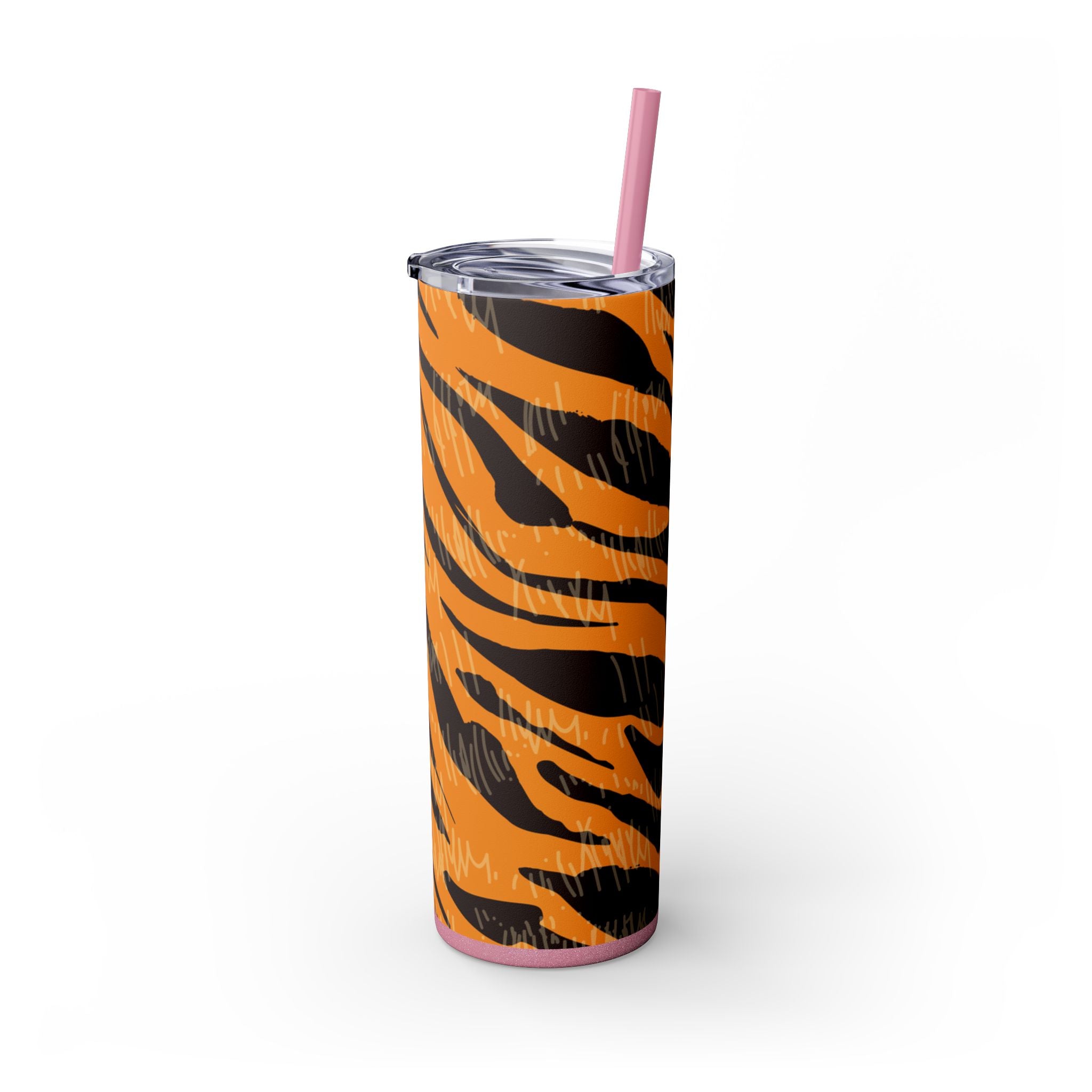 Tiger Scratches Orange & Black Skinny Tumbler with Straw, 20oz, Artsulli - Art is Long, Life is Short, Mug, , , , , , , 