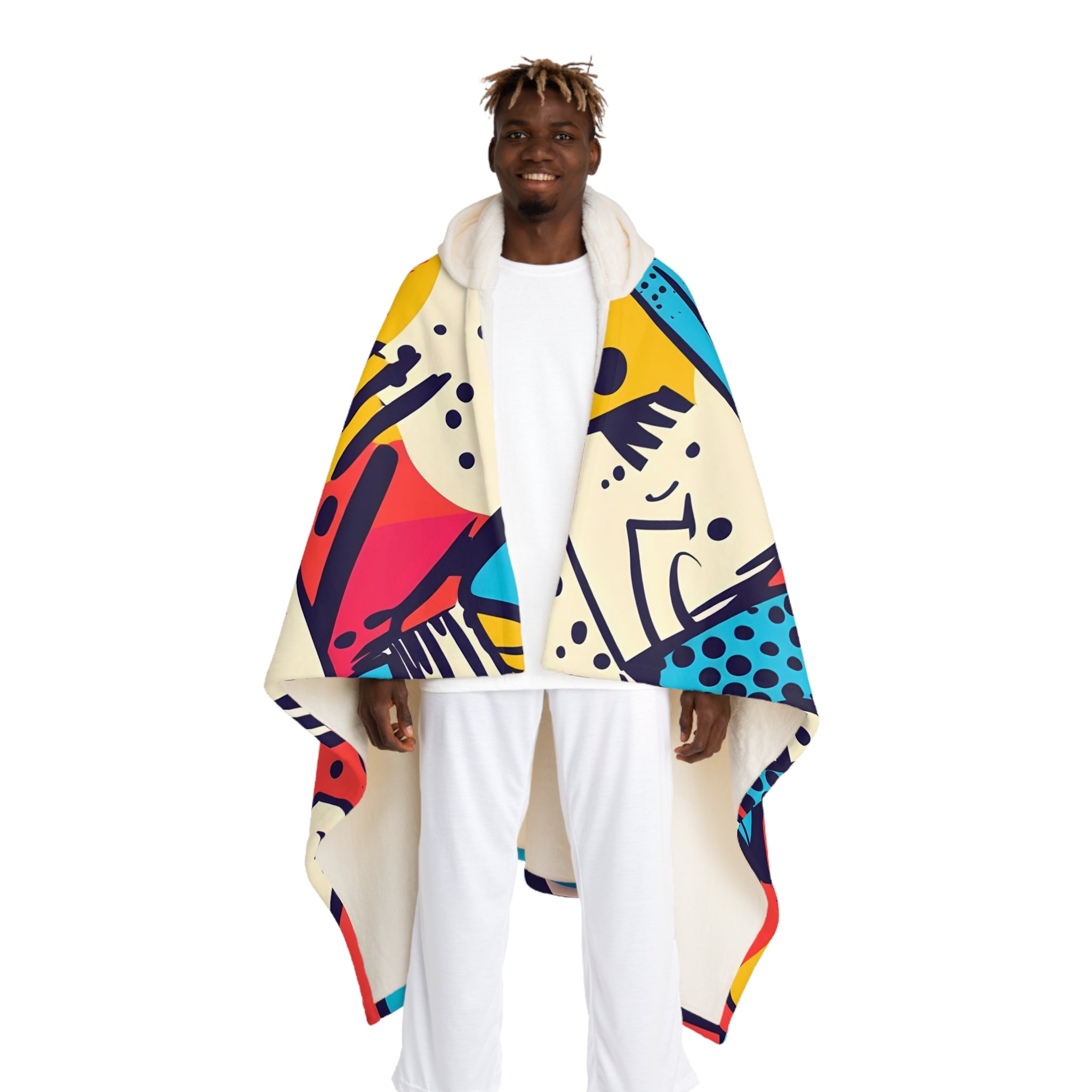Comic x Pop Art Hooded Sherpa Fleece Blanket, Artsulli - Art is Long, Life is Short, All Over Prints, Size, One size, Color, Cream, , , 29003038220491615046