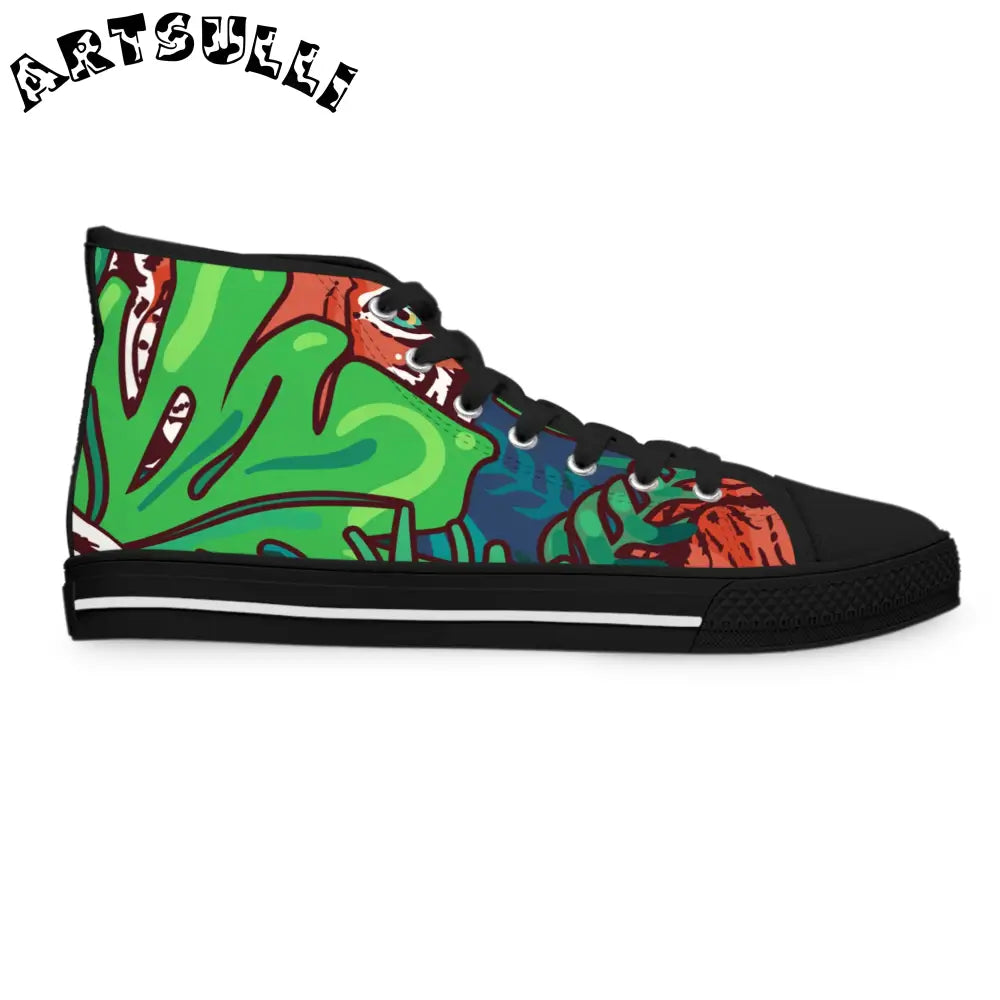 JAKKOUTTHEBXX Tropical Jungle Tigers Green and Blue Women’s High Top