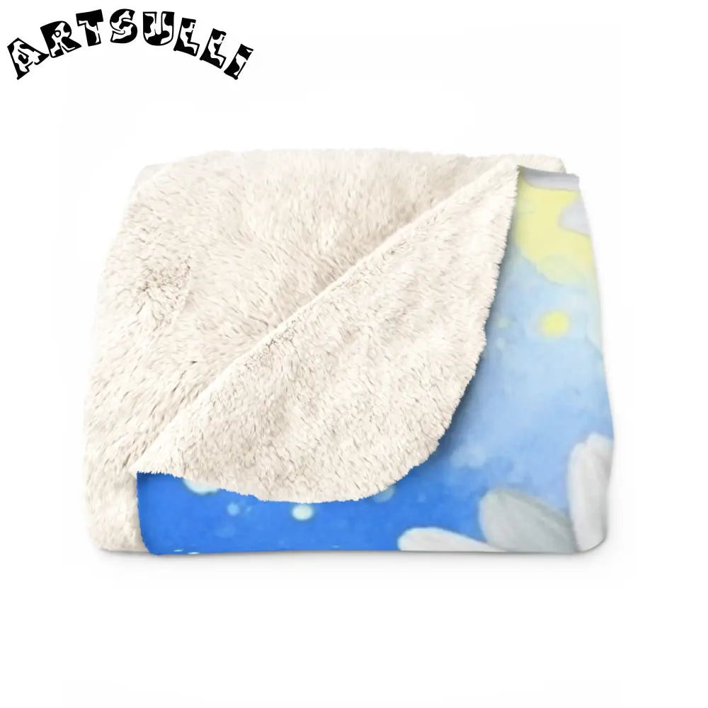 JAKKOUTTHEBXX Daisies Sherpa Fleece Blanket JAKKOUTTHEBXX Artsulli