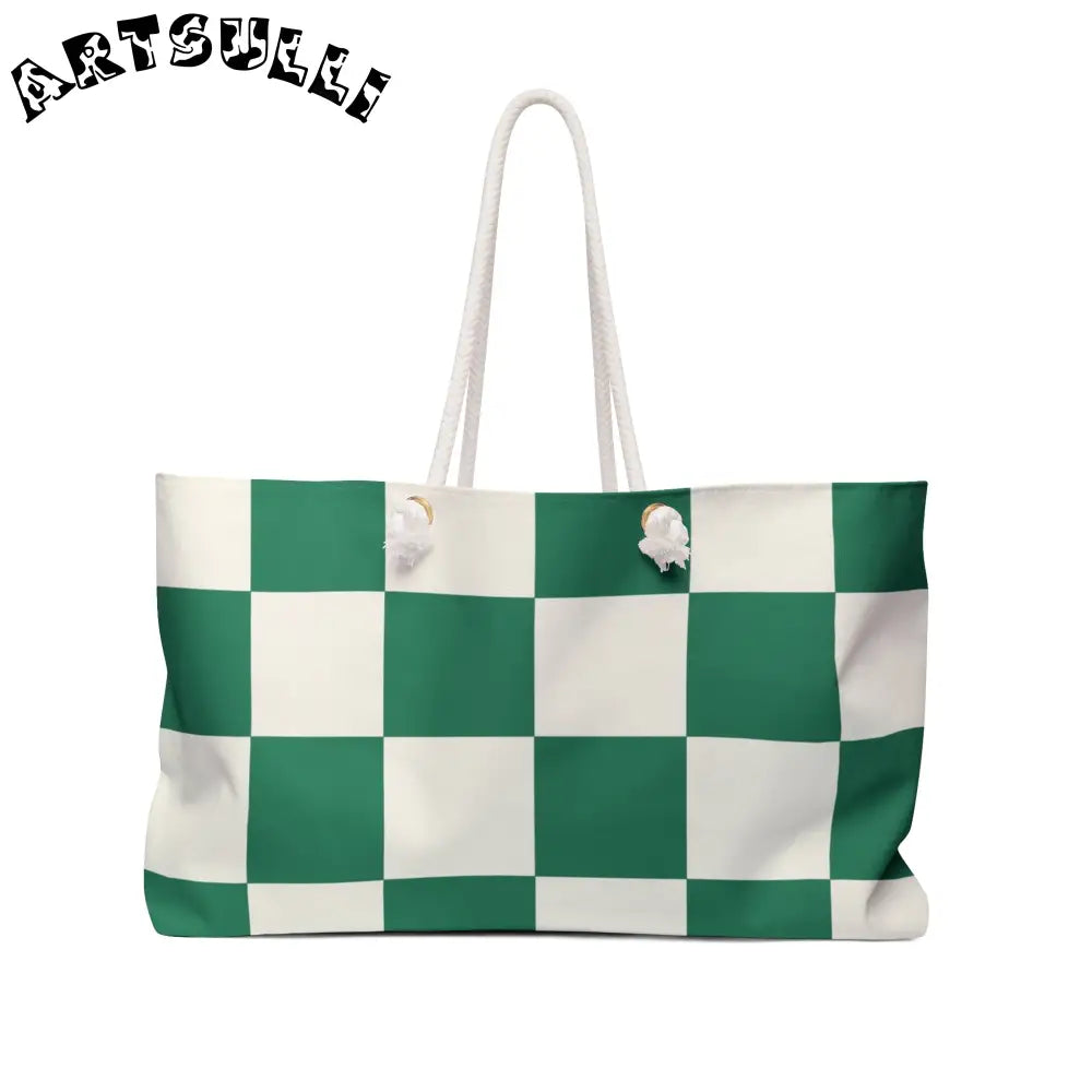 JAKKOUTTHEBXX Checkerboard Dark Green Weekender Bag JAKKOUTTHEBXX