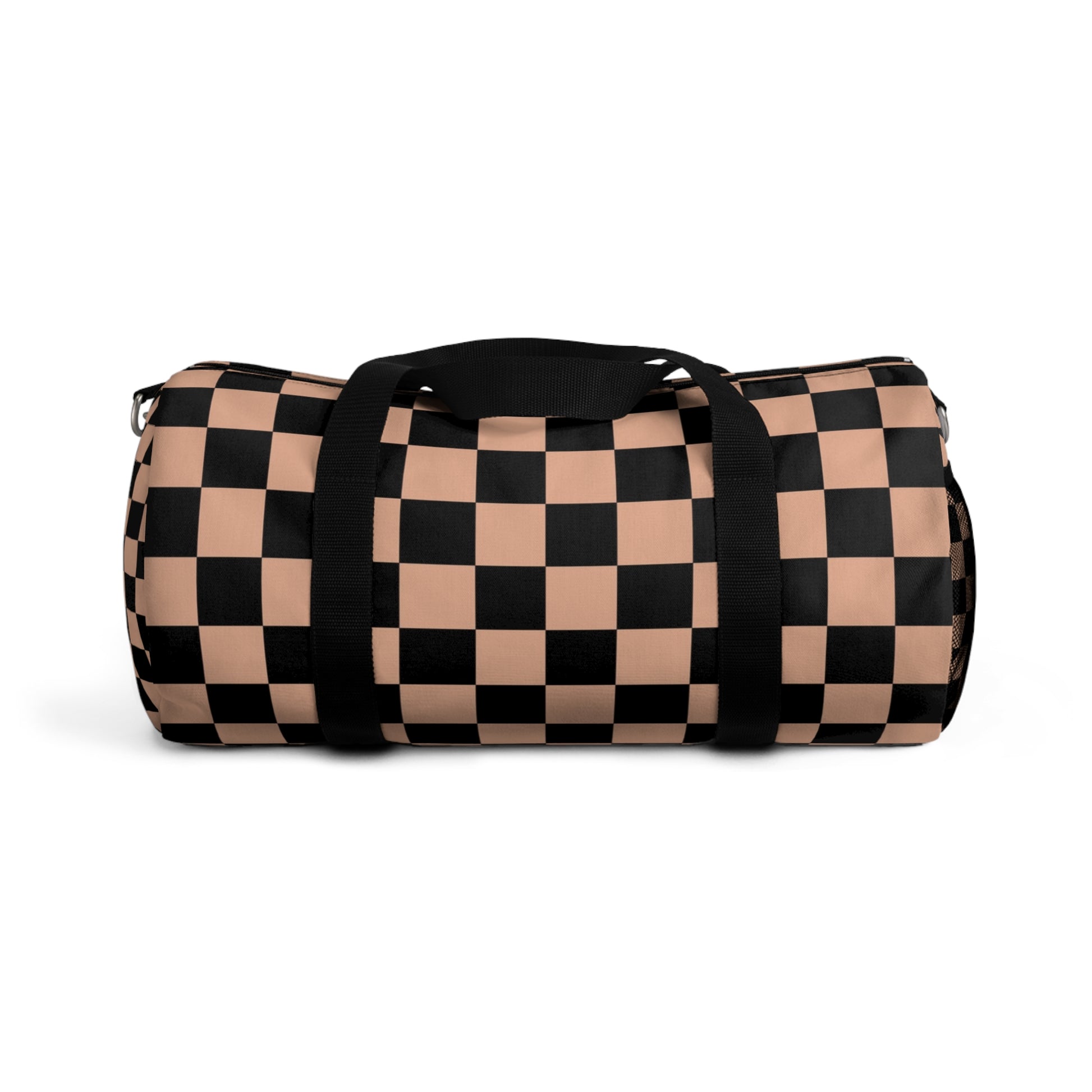 Checkerboard Soft Orange and Black Duffel Bag, Artsulli - Art is Long, Life is Short, Bags, Size, Small, , , , , 21488841393777133411