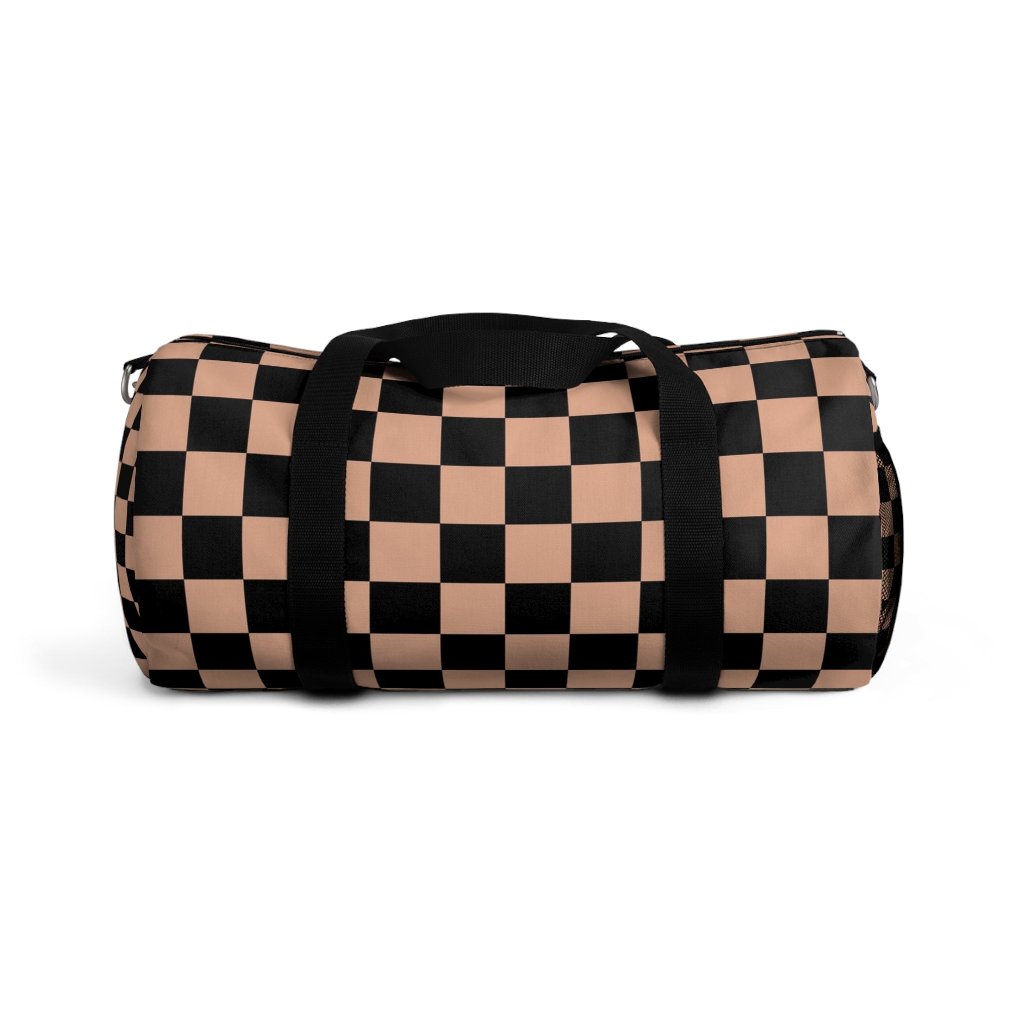 Checkerboard Soft Orange and Black Duffel Bag, Artsulli - Art is Long, Life is Short, Bags, Size, Small, , , , , 21488841393777133411