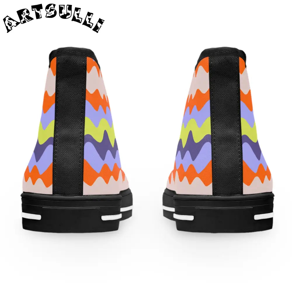 JAKKOUTTHEBXX Waves III Red and Blue Women’s High Top Sneakers