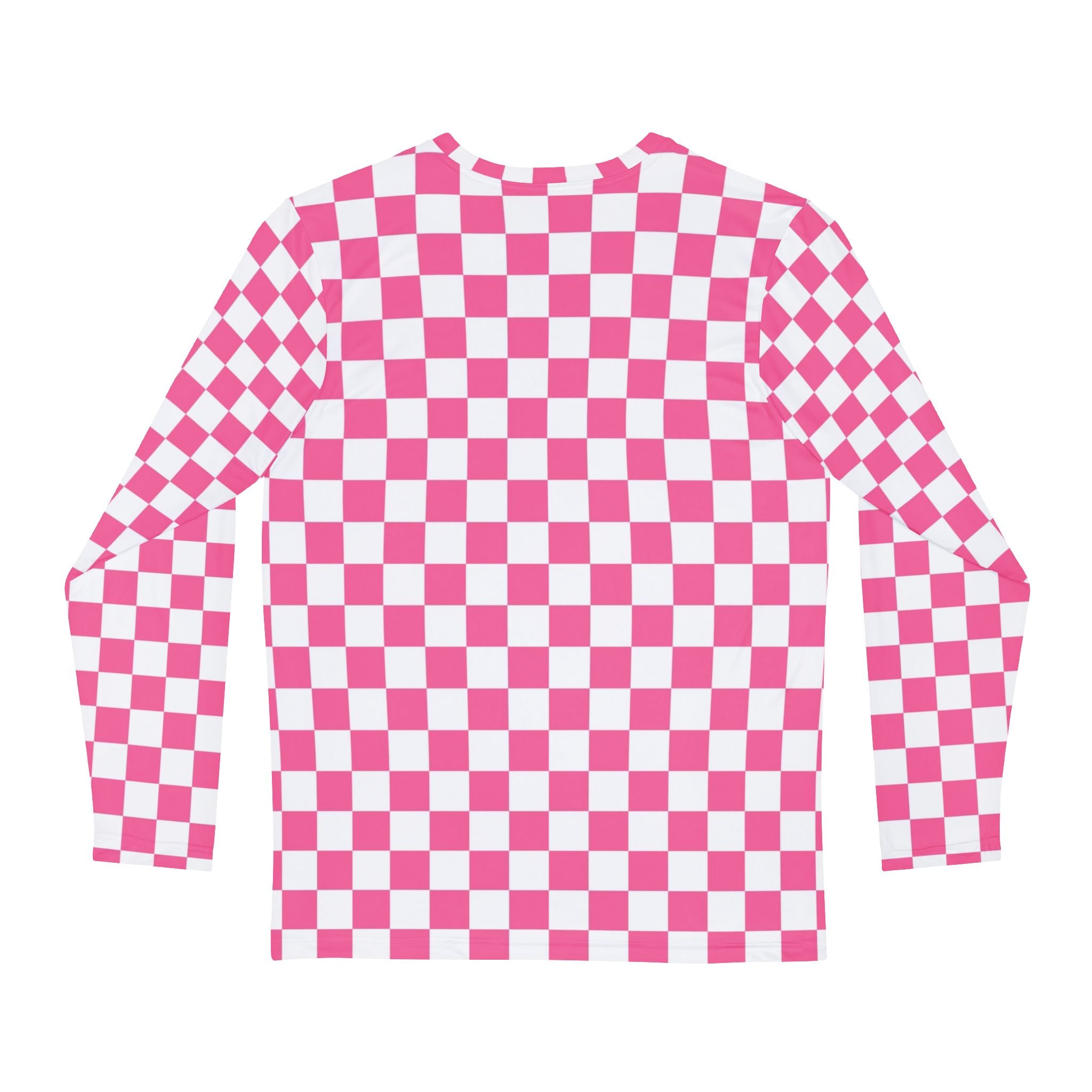 Yuyushiki Pink Check Men's Long Sleeve Shirt (AOP), Artsulli - Art is Long, Life is Short, All Over Prints, , , , , , , 