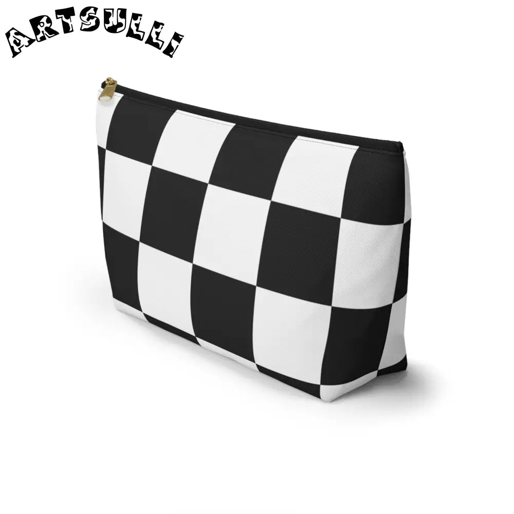 JAKKOUTTHEBXX Checkerboard Black and White Accessory Pouch w