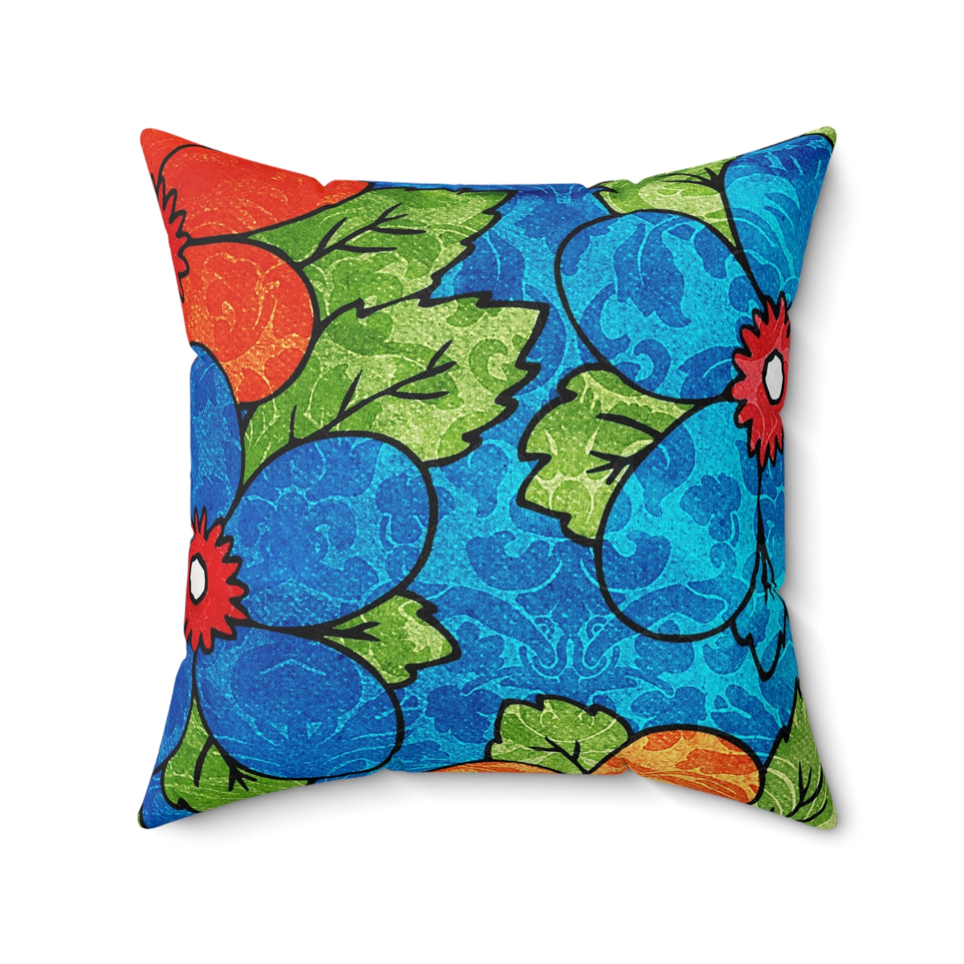 Blue Orange Groovy Spun Polyester Square Pillow, Artsulli - Art is Long, Life is Short, Home Decor, Size, 20" × 20", , , , , 15533552873868066922