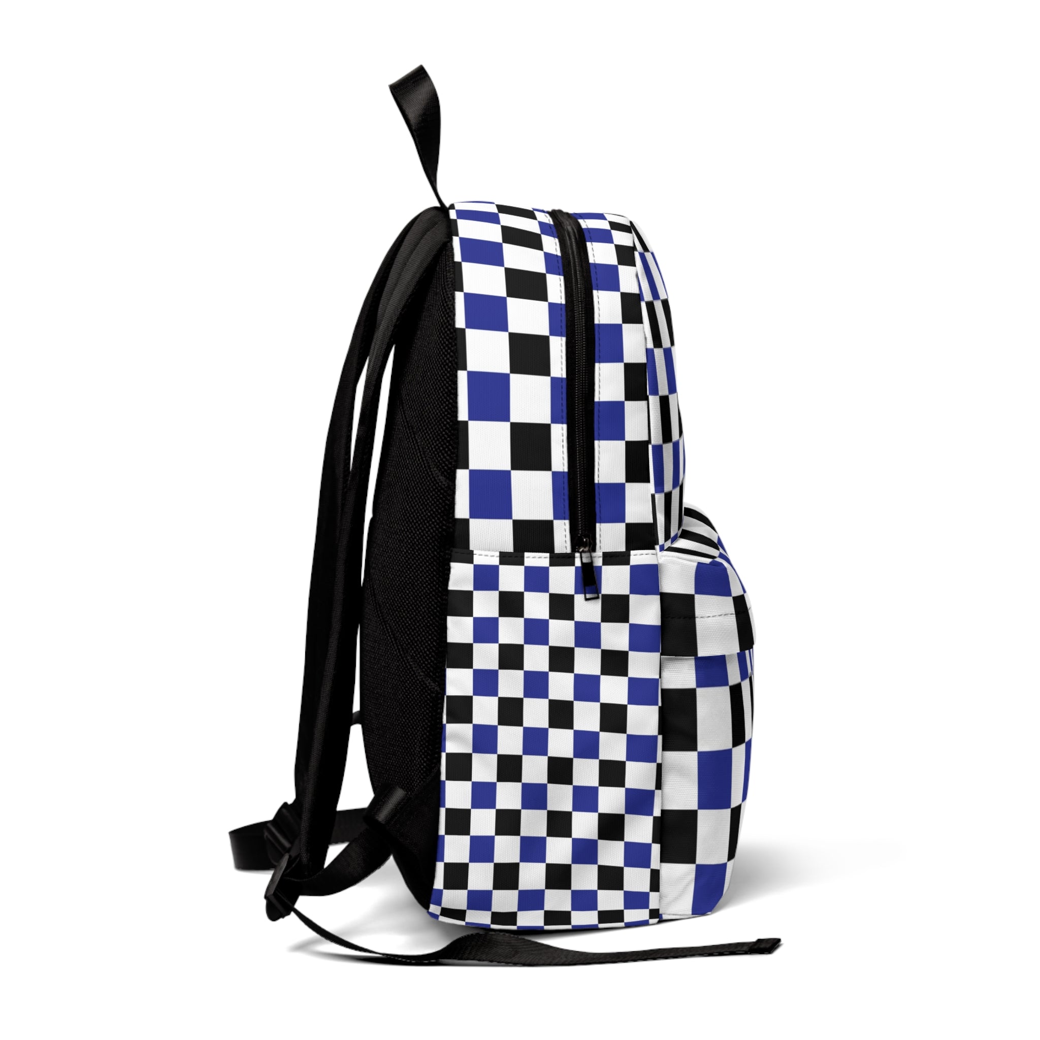 Checkerboard Blue White and Black Unisex Classic Backpack, Artsulli - Art is Long, Life is Short, Bags, , , , , , , 
