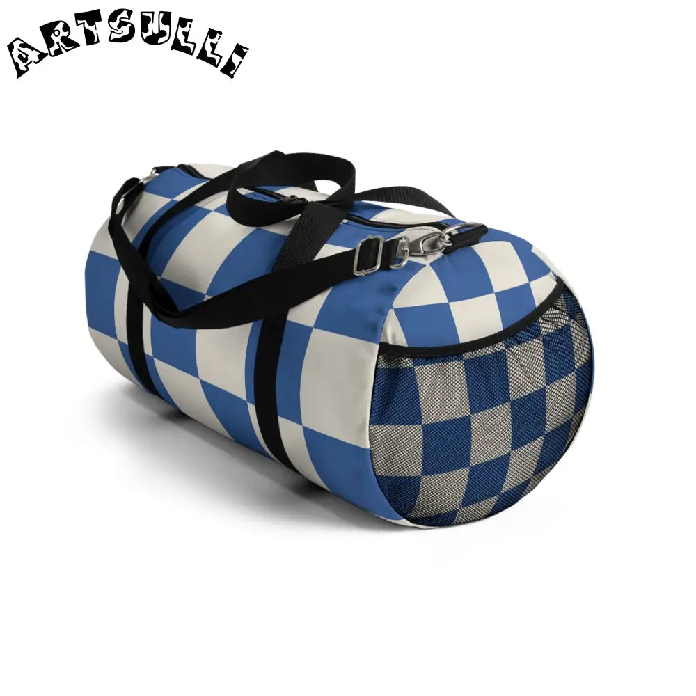 JAKKOUTTHEBXX Checkerboard Blue Duffel Bag JAKKOUTTHEBXX Artsulli