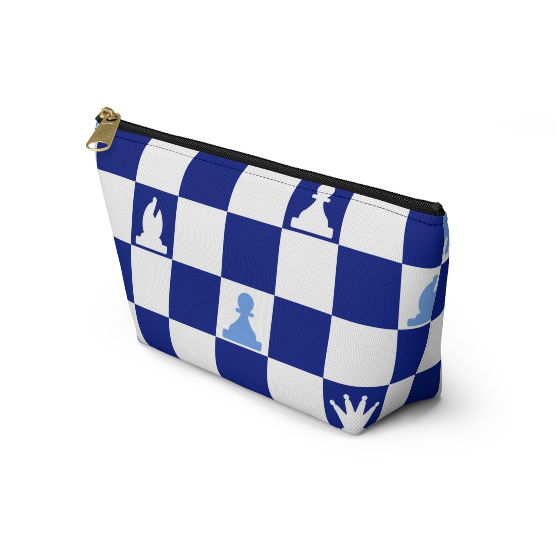 Chessboard Navy Blue Accessory Pouch w T-bottom, Artsulli - Art is Long, Life is Short, Bags, , , , , , , 