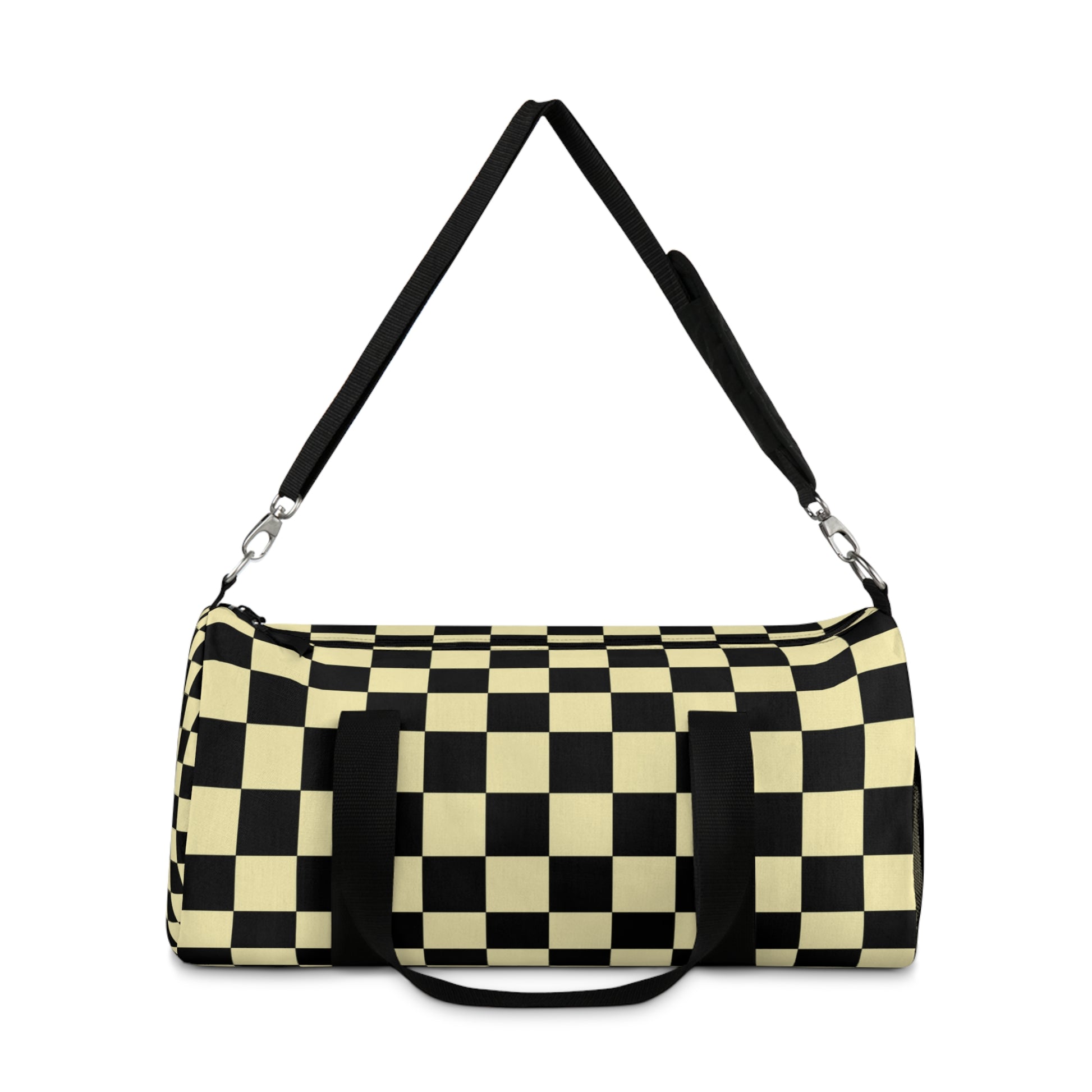 Checkerboard Black and Yellow Duffel Bag, Artsulli - Art is Long, Life is Short, Bags, , , , , , , 