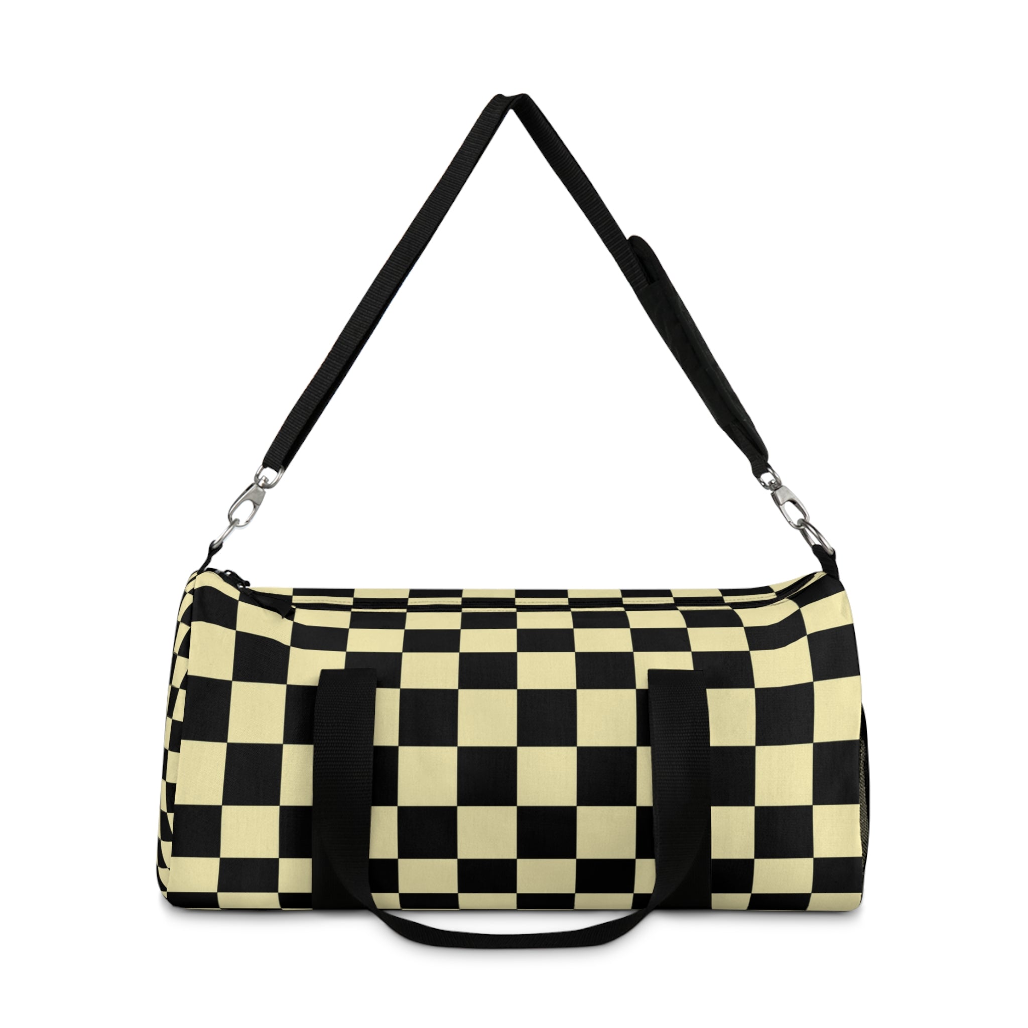 Checkerboard Black and Yellow Duffel Bag, Artsulli - Art is Long, Life is Short, Bags, , , , , , , 