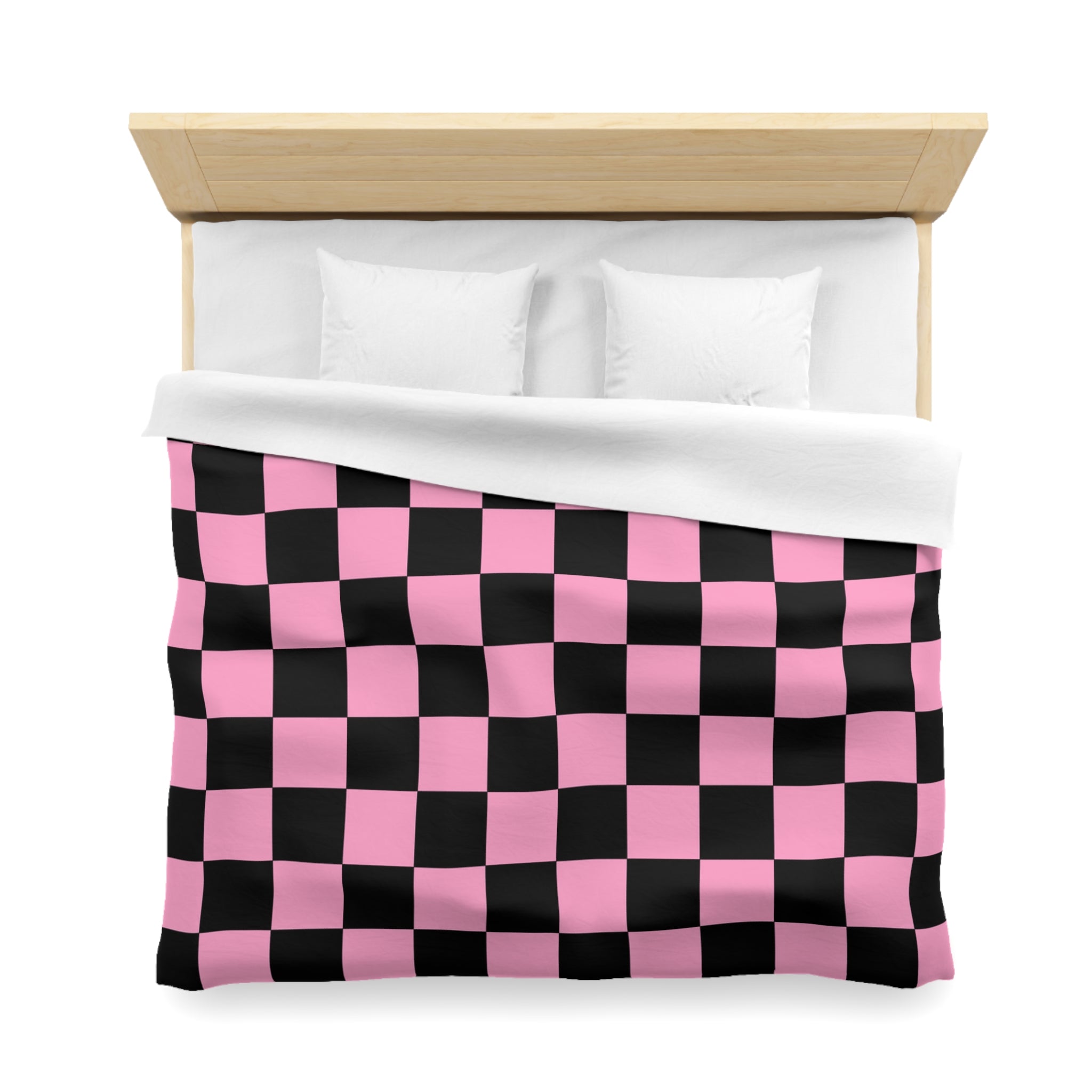 Checkerboard Black and Pink Microfiber Duvet Cover, Artsulli - Art is Long, Life is Short, Home Decor, , , , , , , 