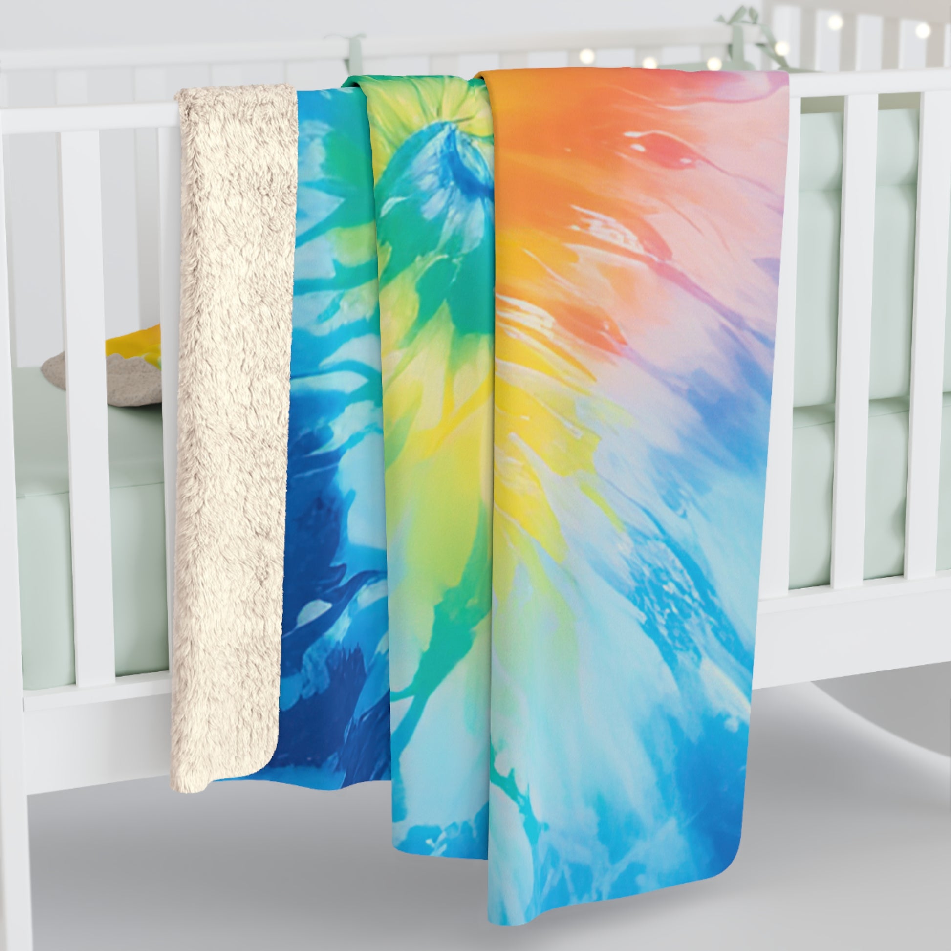 Tie Dye Sherpa Fleece Blanket, Artsulli - Art is Long, Life is Short, Home Decor, , , , , , , 