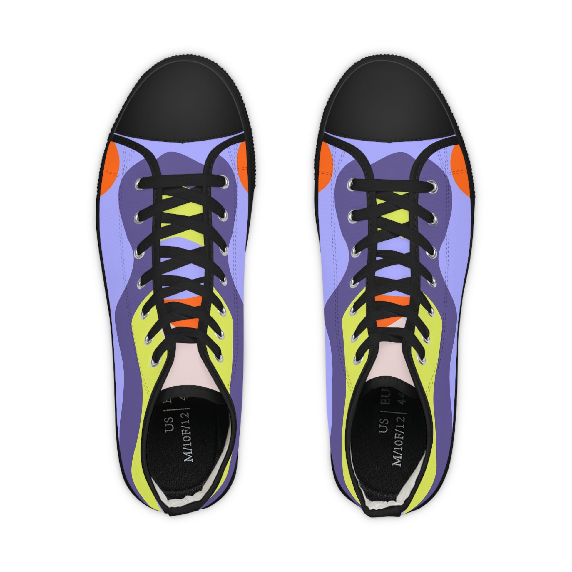 Waves Yellow and Blue Men's High Top Sneakers, Artsulli - Art is Long, Life is Short, Shoes, , , , , , , 
