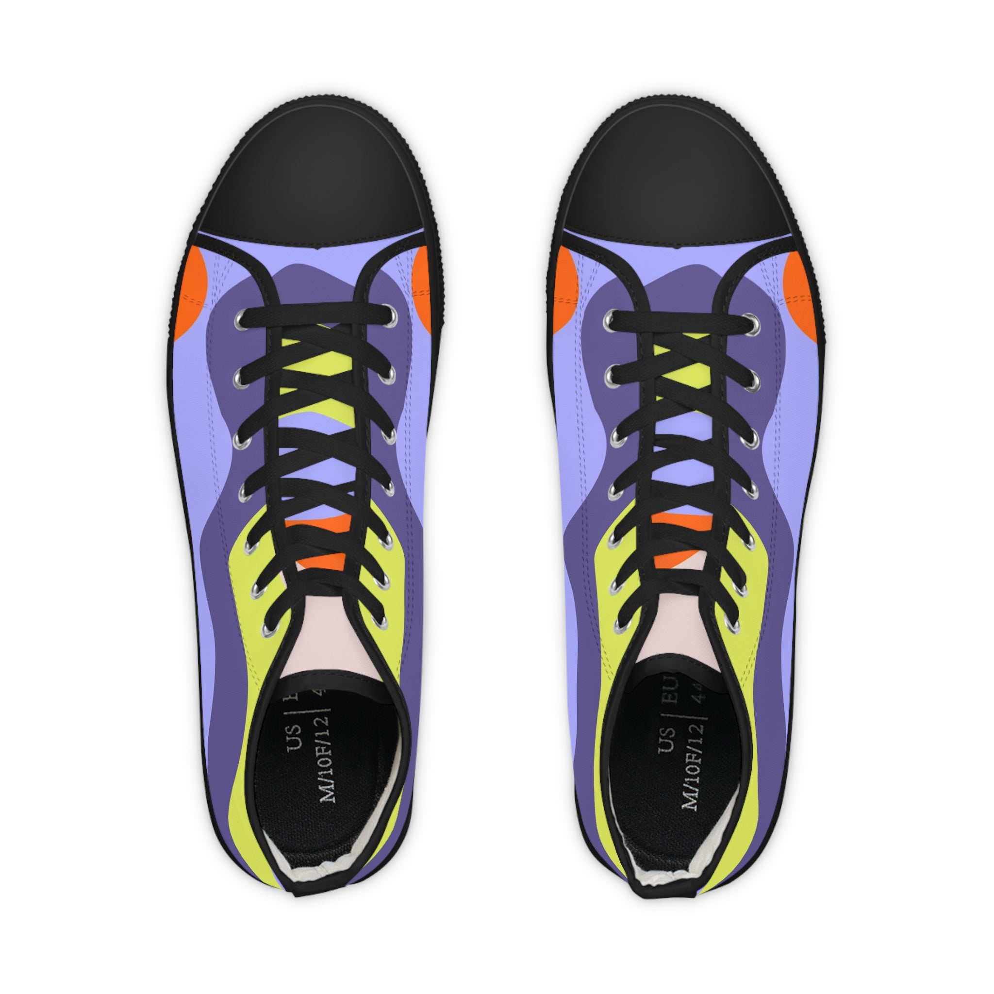 Waves Yellow and Blue Men's High Top Sneakers, Artsulli - Art is Long, Life is Short, Shoes, , , , , , , 