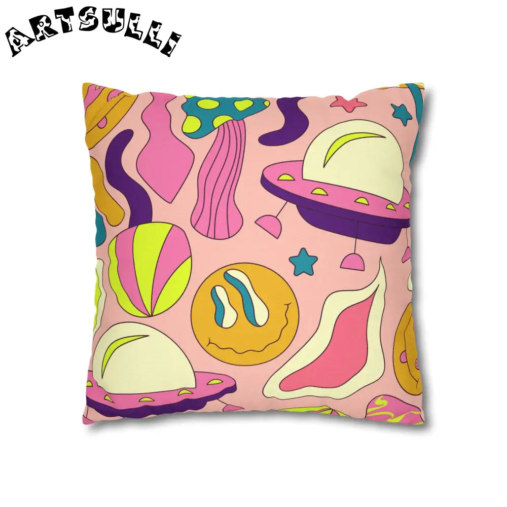 JAKKOUTTHEBXX Trippy Spaceships Pink Spun Polyester Square