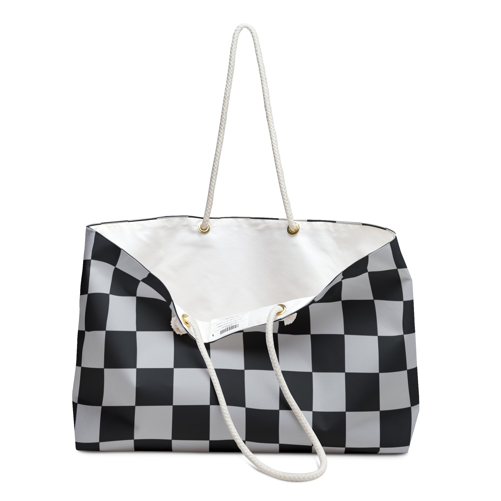 Checkerboard Dada Black and Light Gray Weekender Bag, Artsulli - Art is Long, Life is Short, Bags, , , , , , , 