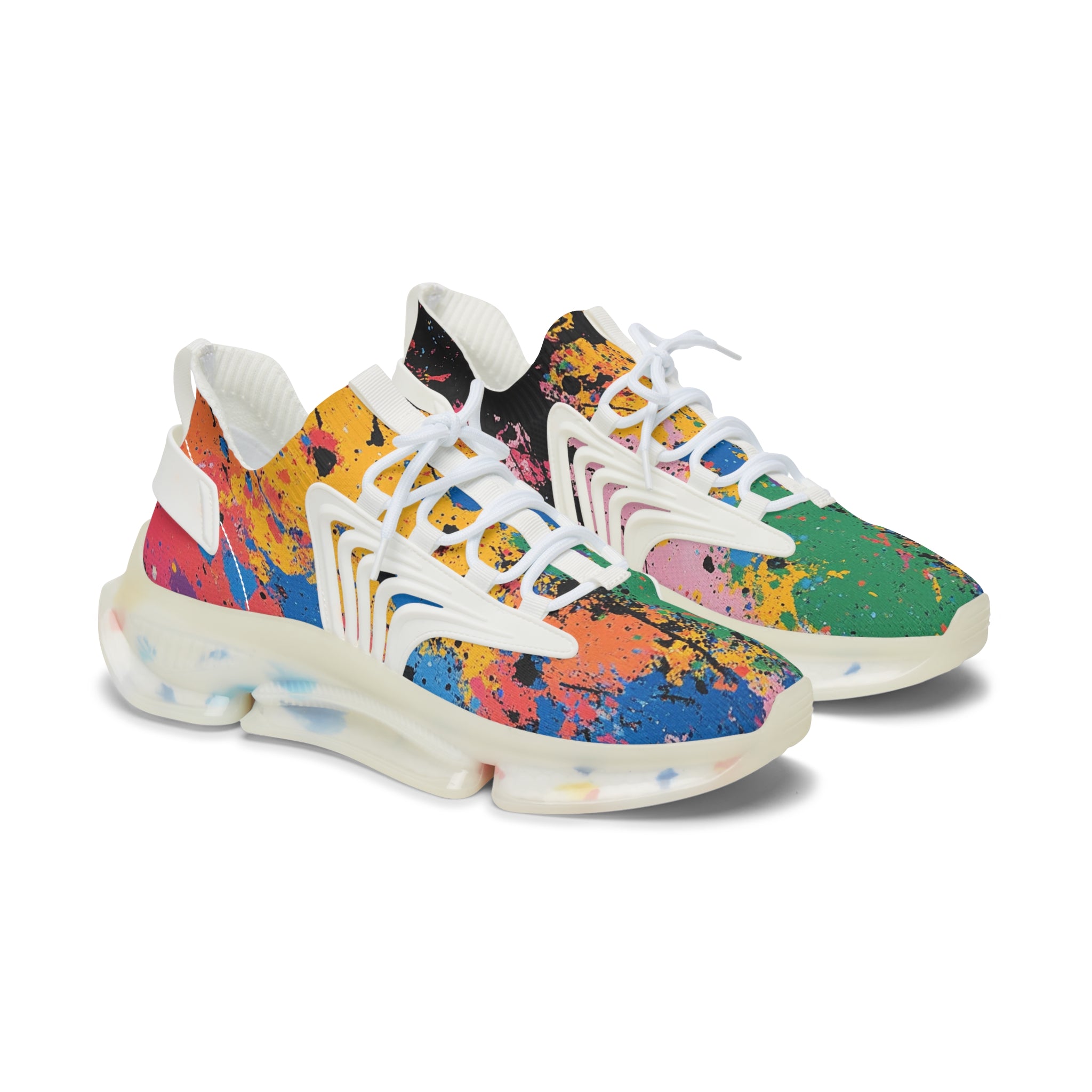 The Colors Of Paint Splatter II Multi-Color Women's Mesh Sneakers, Artsulli - Art is Long, Life is Short, Shoes, Color, White sole, Size, US 5.5, , , 12504238666025