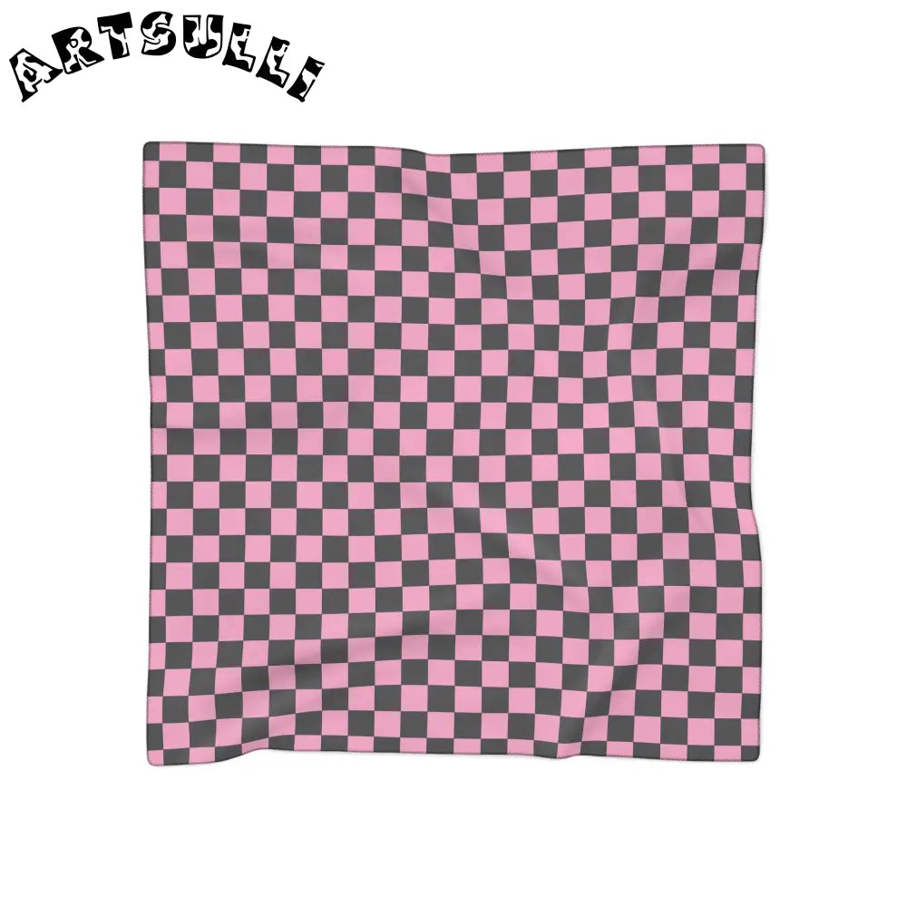 JAKKOUTTHEBXX Checkerboard II Black and Pink Poly Scarf